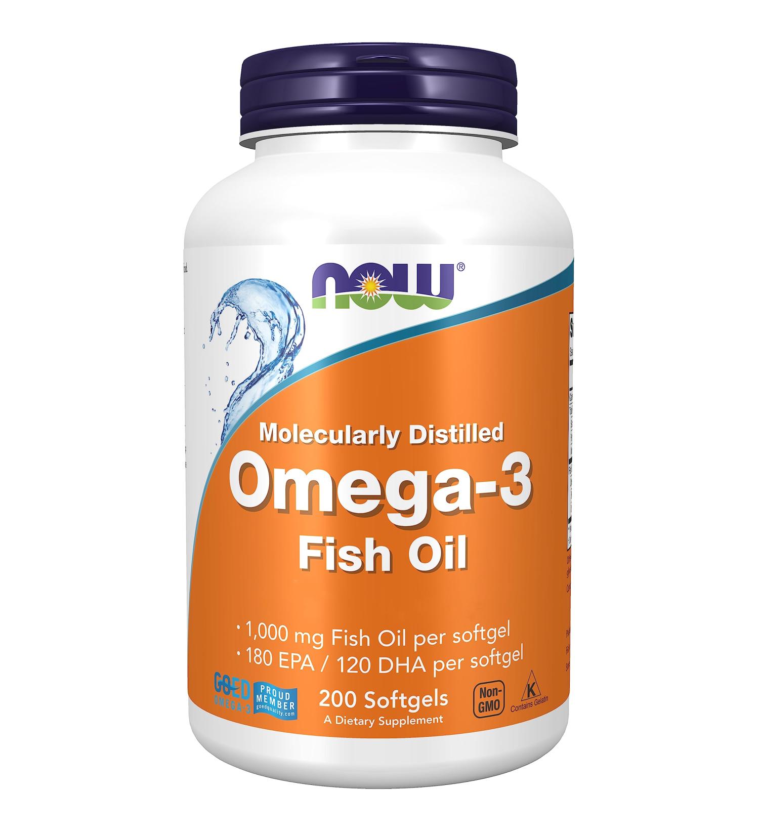 Now Foods Molecularly Distilled Omega-3 (Omega-3 Molecular Distilled) with EPA & DHA High Dosed 200 Soft Capsules Lab Tested Soy Free Gluten Free Non-GMO - Buy Online on GoSupps.com