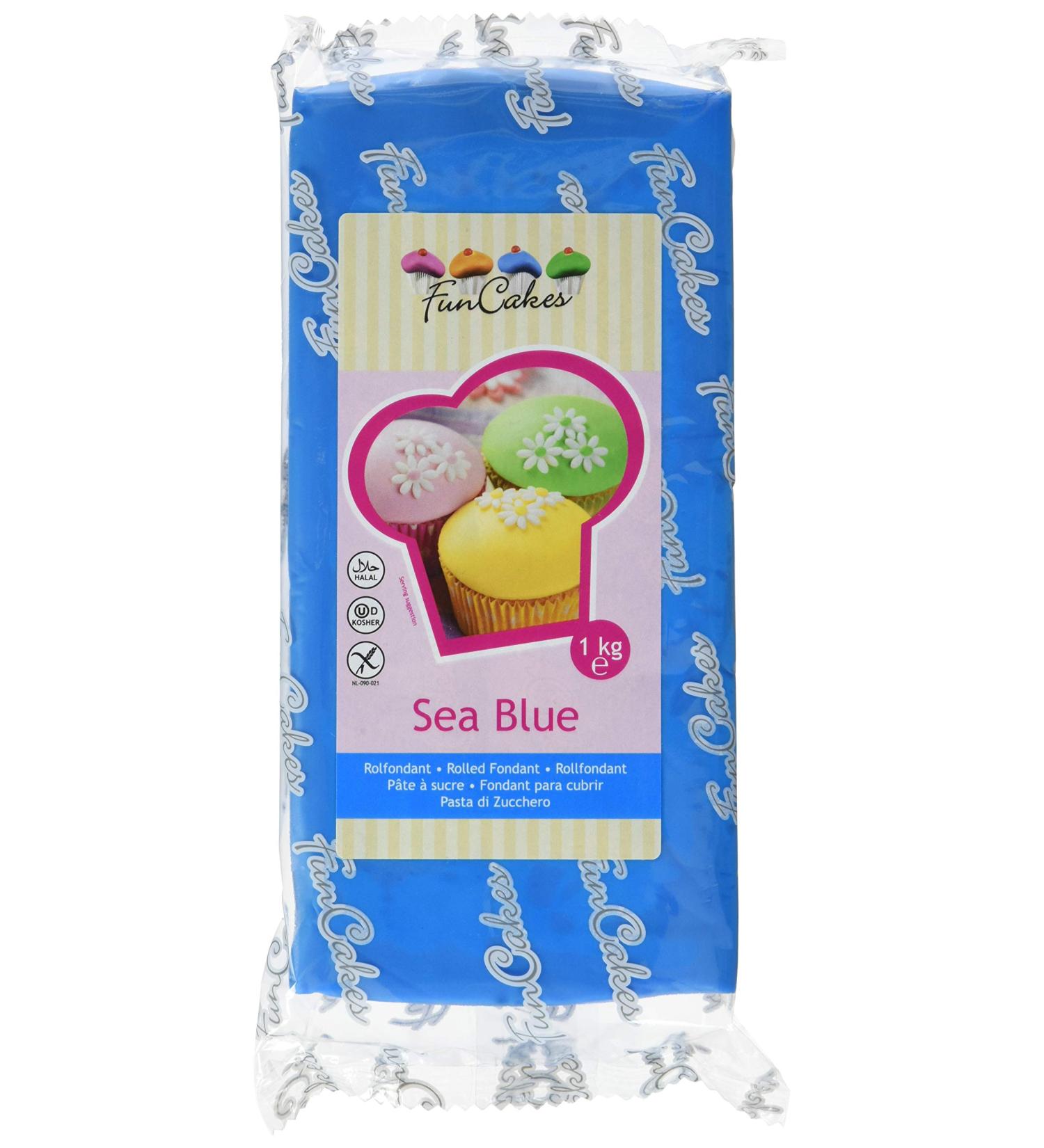 Funcakes Sea Blue Fondant - Easy to Use Smooth Elastic Gluten-Free | 1 kg - Perfect for Cake Decorating | Halal & Kosher - Buy Online on GoSupps.com
