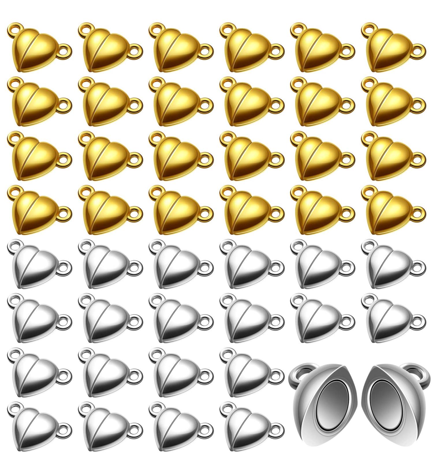 48-Piece Heart Shaped Magnetic Clasps for Jewelry - Gold & Silver Bracelet Closures | DIY Wedding Jewelry Accessories - Buy Online on GoSupps.com