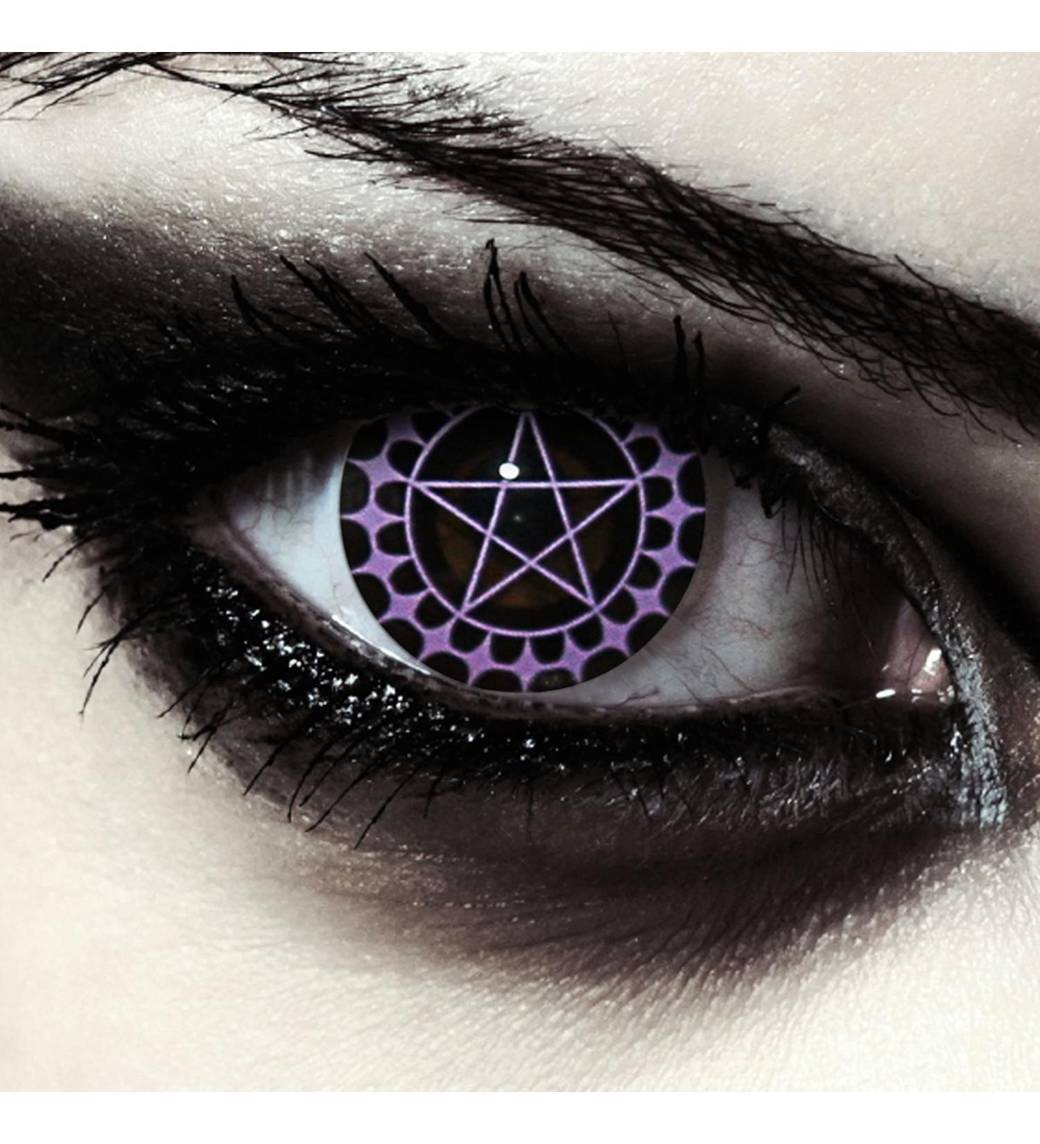 Violet Black Halloween Witches Pentagram Contact Lenses - Soft Colored Purple 1 Pair - International Shipping - Buy Online on GoSupps.com