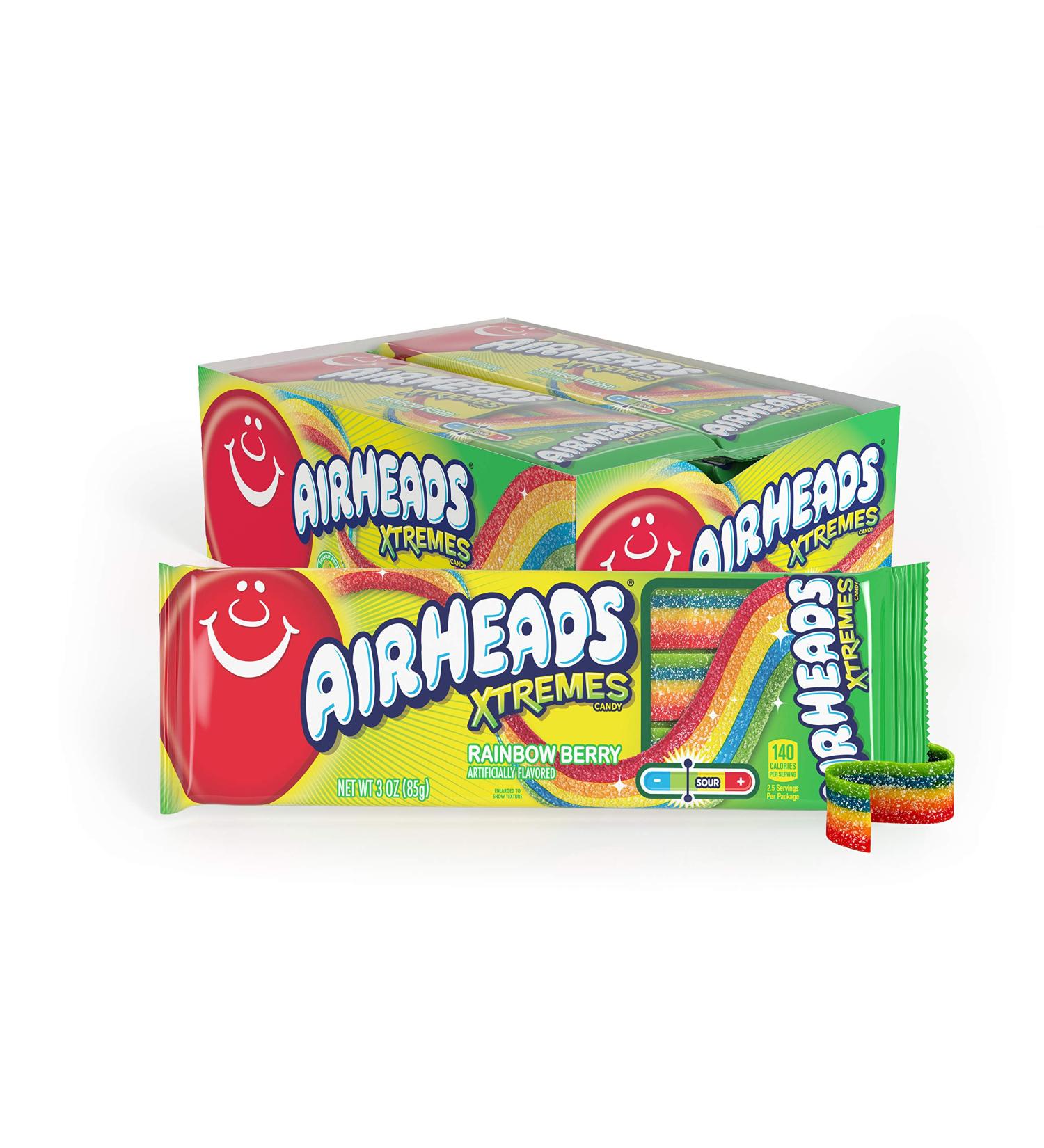 Airheads Xtremes Belts Rainbow Berry Candy - 36 Ounce (Pack of 12) - Sweetly Sour Halloween Treat for Movie Theaters & Parties - Non-Melting Bulk Bag - Buy Online on GoSupps.com