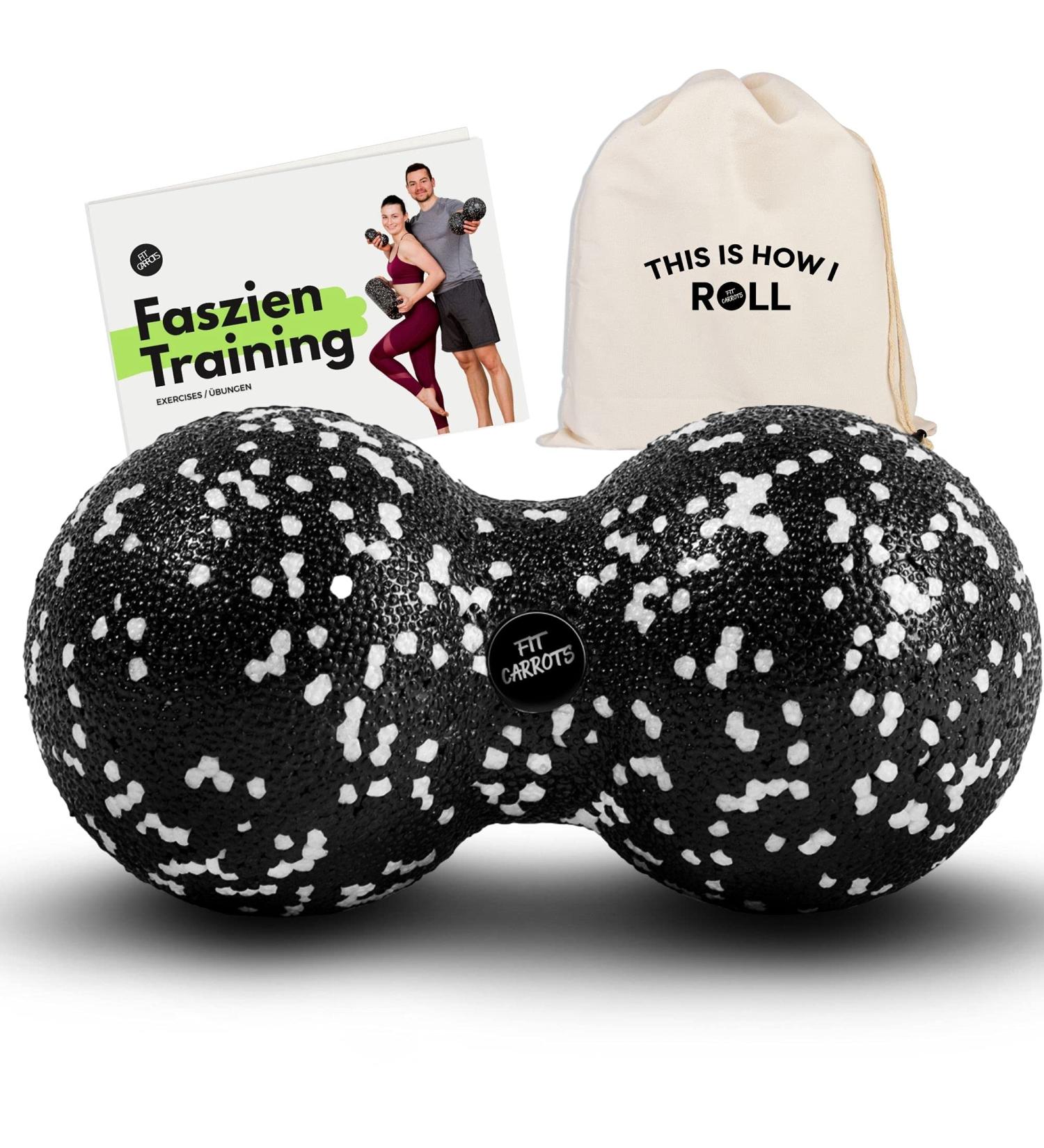 Fitcarrots Duoball 8 cm - Expert-Recommended Fascia Ball for Self-Massage & Trigger Point Therapy - Ideal for Neck Back Arms & Calves - Black - Buy Online on GoSupps.com