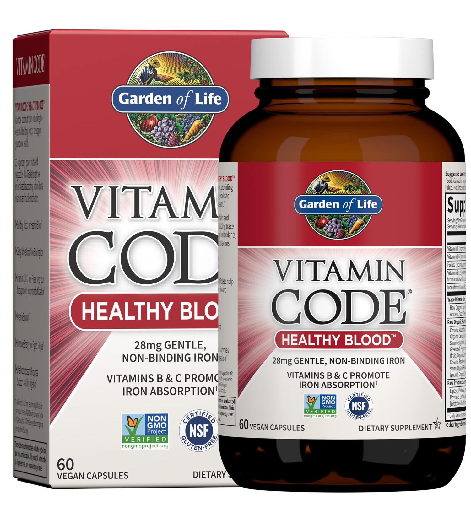 Garden of Life Omega 3 6 9 Raw CoQ10 Antioxidant 60 Capsules + Vitamin Code Healthy Blood Iron Absorption 60ct Capsules - Buy Online on GoSupps.com