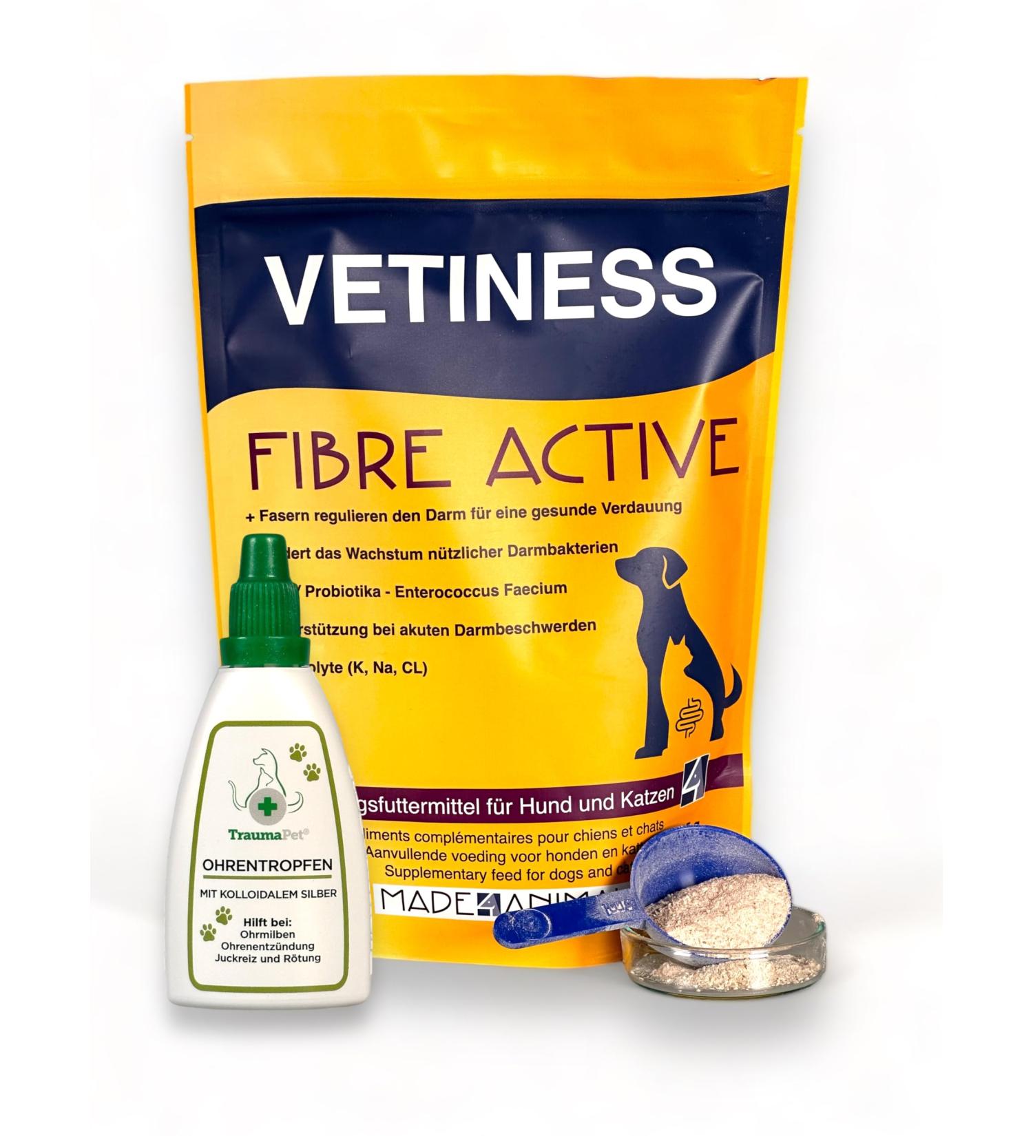 Traumapet ear drops 50ml + fibre Active 225 gr set |Evalification problems are often the cause of ear problems in the dog and cat drops and digestion