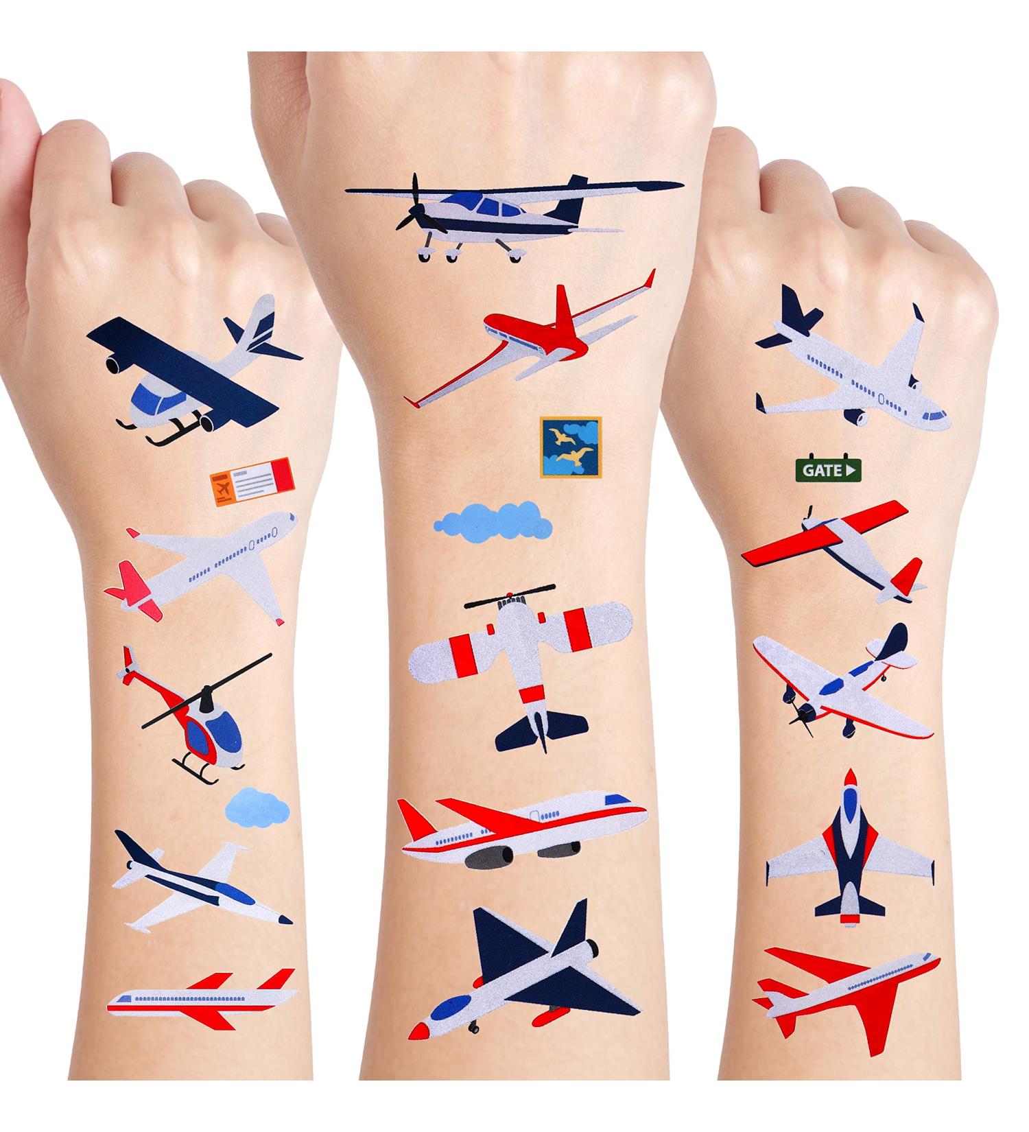 24 Sheets Airplane Temporary Tattoos - Birthday Decorations & Party Favors - Buy Online on GoSupps.com