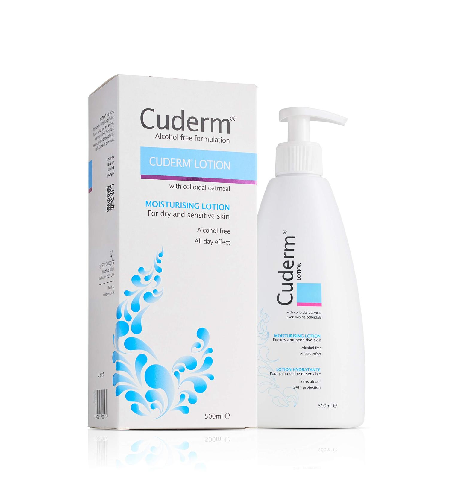 Cuderm Lotion 500 ml | Non-Alcoholic Moisture Care for Dry Skin & Eczema | Hypoallergenic Vegan Steroid-Free Odorless - International Shipping Available - Buy Online on GoSupps.com