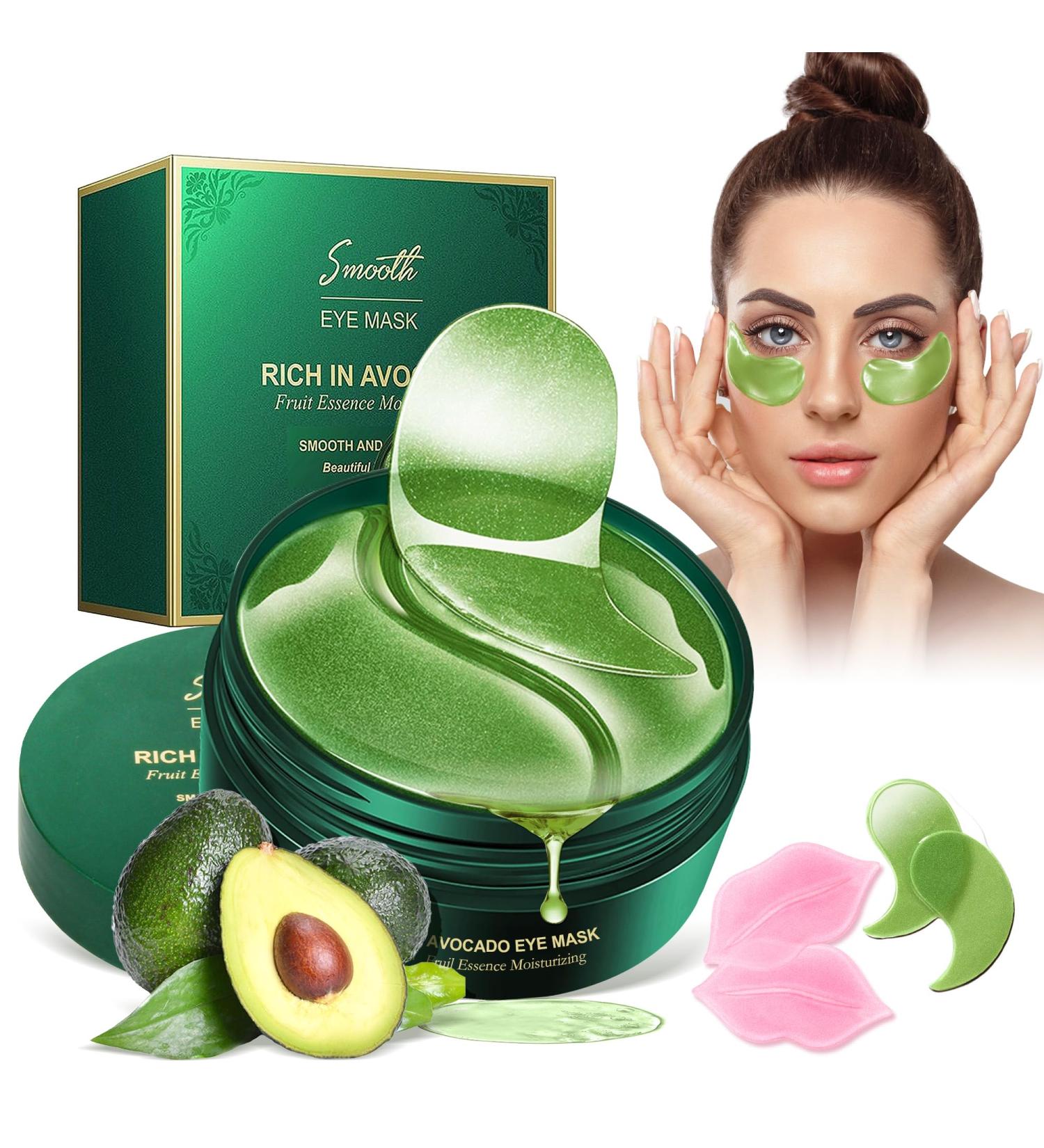 60pcs Patch yeux Acide hyaluronique Collag ne Masque pour les yeux R utilisable contre les cernes Poches Rides Cercles fonc s Puffiness Eye Patch Hydrogel Deux masques l vres gratuits Avocat - Buy Online on GoSupps.com