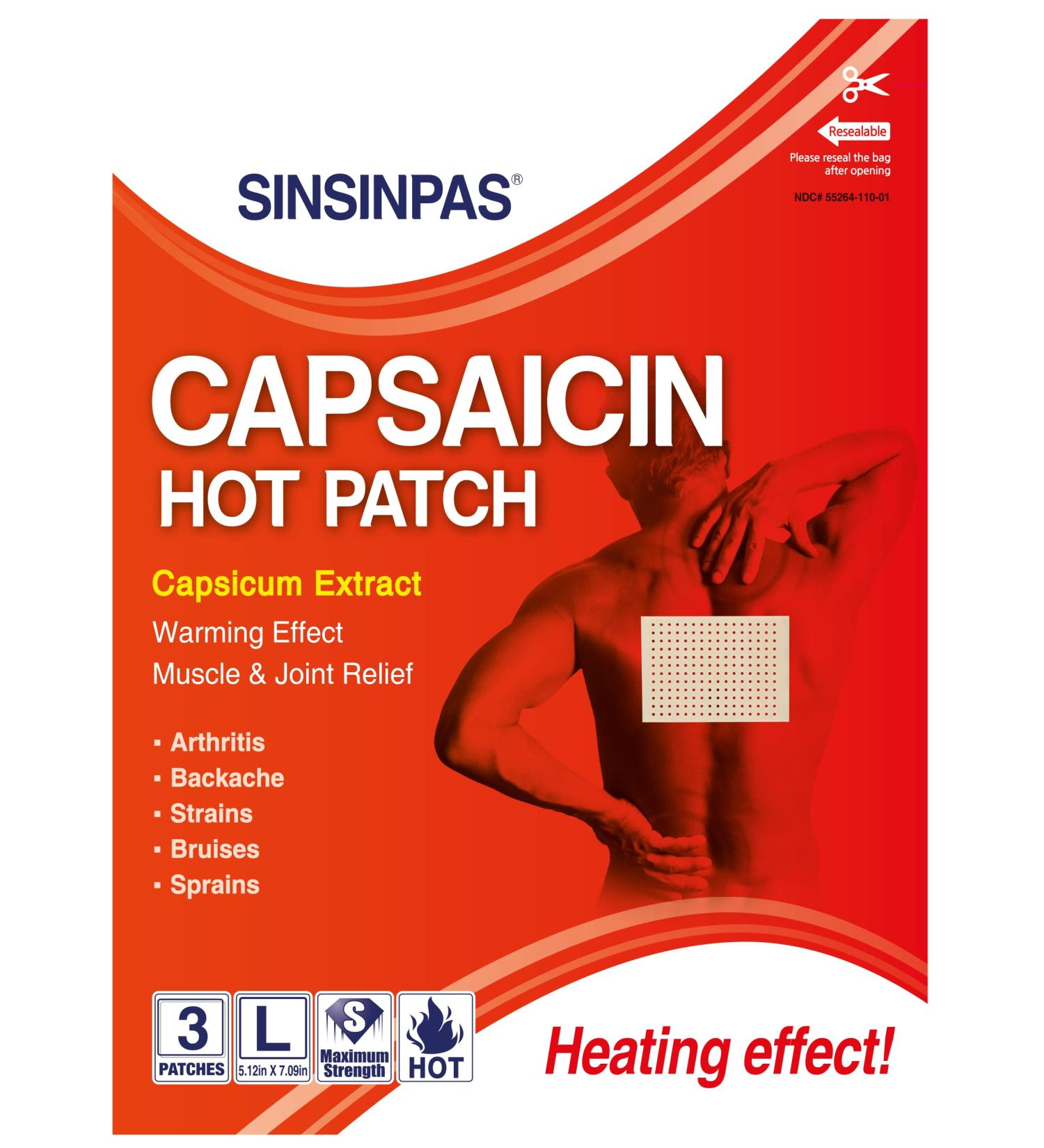 SINSINPAS Capsaicin Hot Pain Relieving Patch 3 Pack - 9 Patches | Fast Relief - Buy Online on GoSupps.com