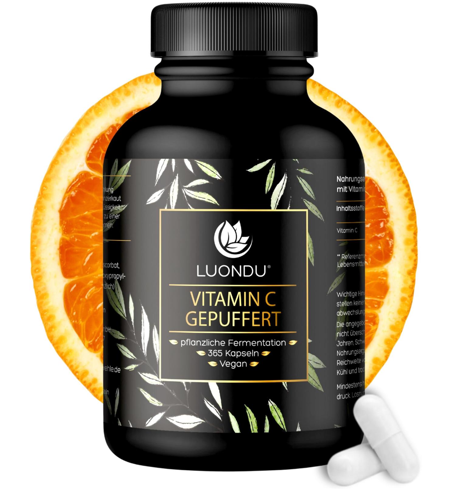 Buy Luondu Buffered Vitamin C 1000mg - 365 Vegan Capsules for Immune Health | Made in Germany - Buy Online on GoSupps.com