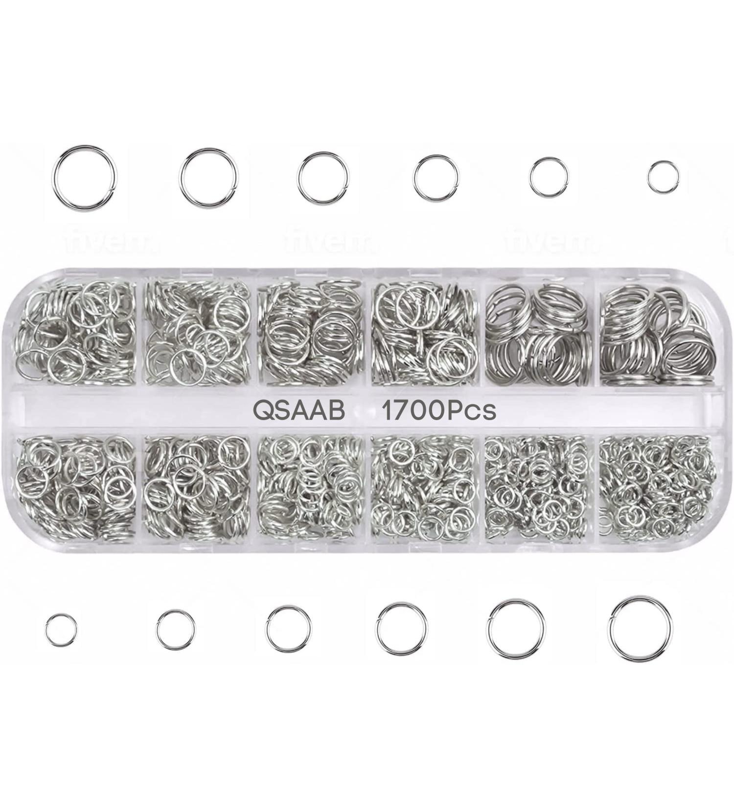 QSAAB Easy Open Silver Jump Rings Set - 1700 pcs with Storage Box | Keychains, Earrings, Necklaces | 4mm-10mm Sizes in 12 Compartments - Buy Online on GoSupps.com