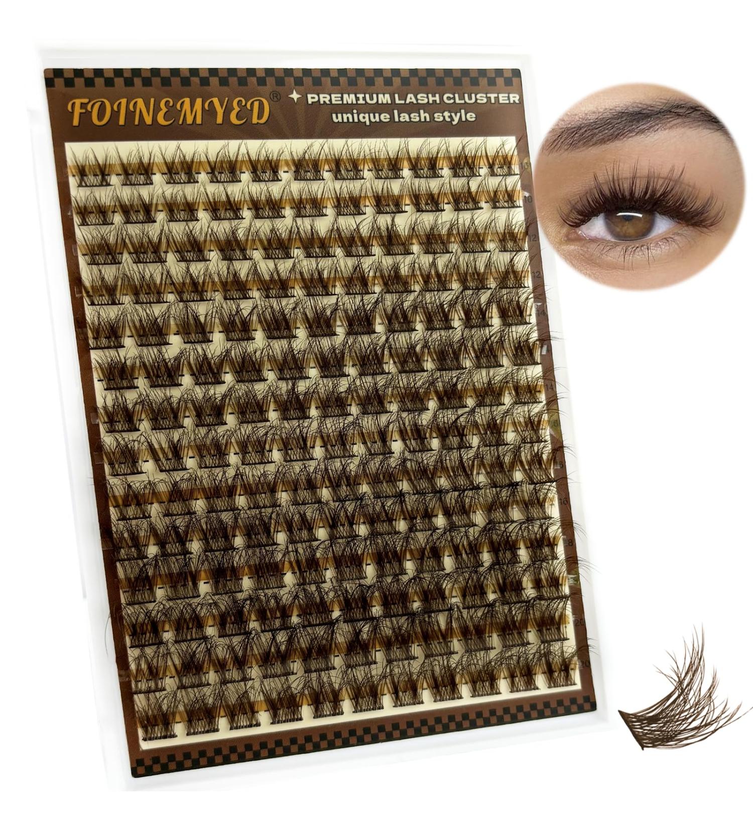 Brown Lash Clusters 10-20mm - Wispy Faux Mink Eyelash Extensions | 154 Pcs Natural Look Brown Lashes for Everyday Wear by FOINEMYED - Buy Online on GoSupps.com