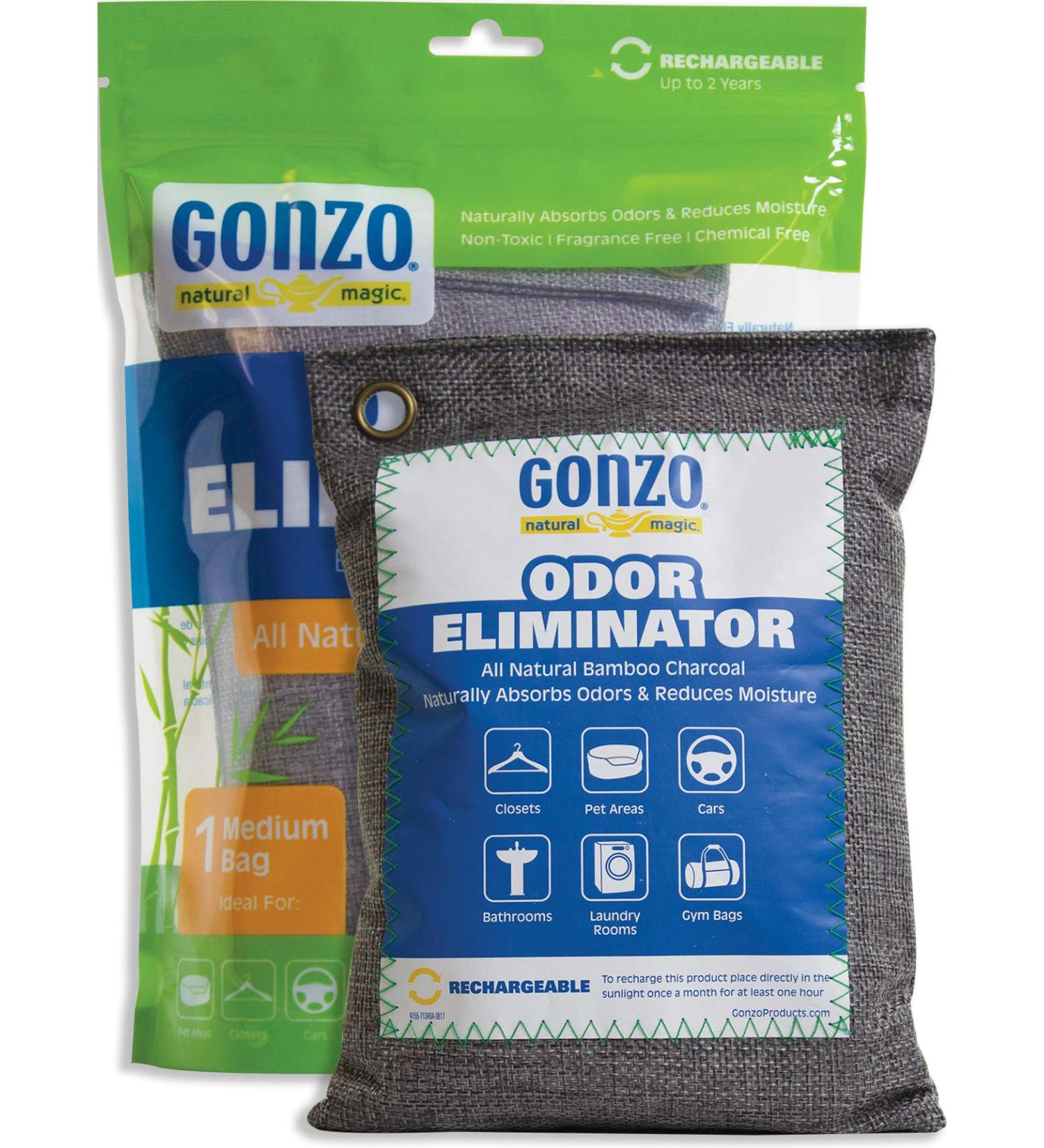 Gonzo Bamboo Charcoal Odor Eliminator 250g - Natural Air Freshener Bags for Home Pets & Gym - Purifying Charcoal Odor Absorber - Buy Online on GoSupps.com