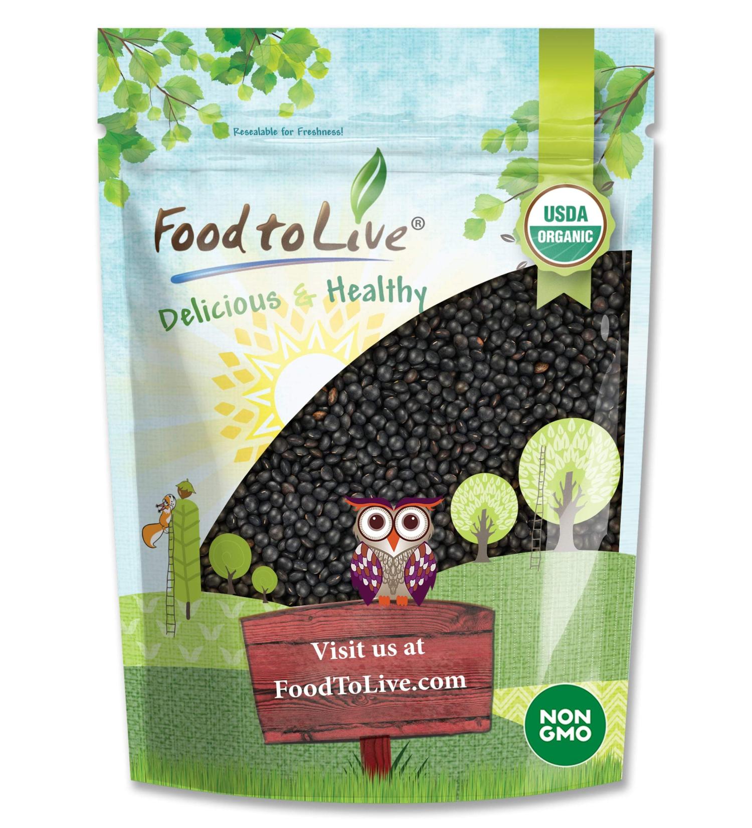 Organic Black Lentils 1 lb Non-GMO Whole Pulses | Raw & Sproutable | Kosher & Vegan | Bulk Legumes for Stews, Curries, Tacos, Soups | Rich in Thiamin, Folate, Protein - Buy Online on GoSupps.com