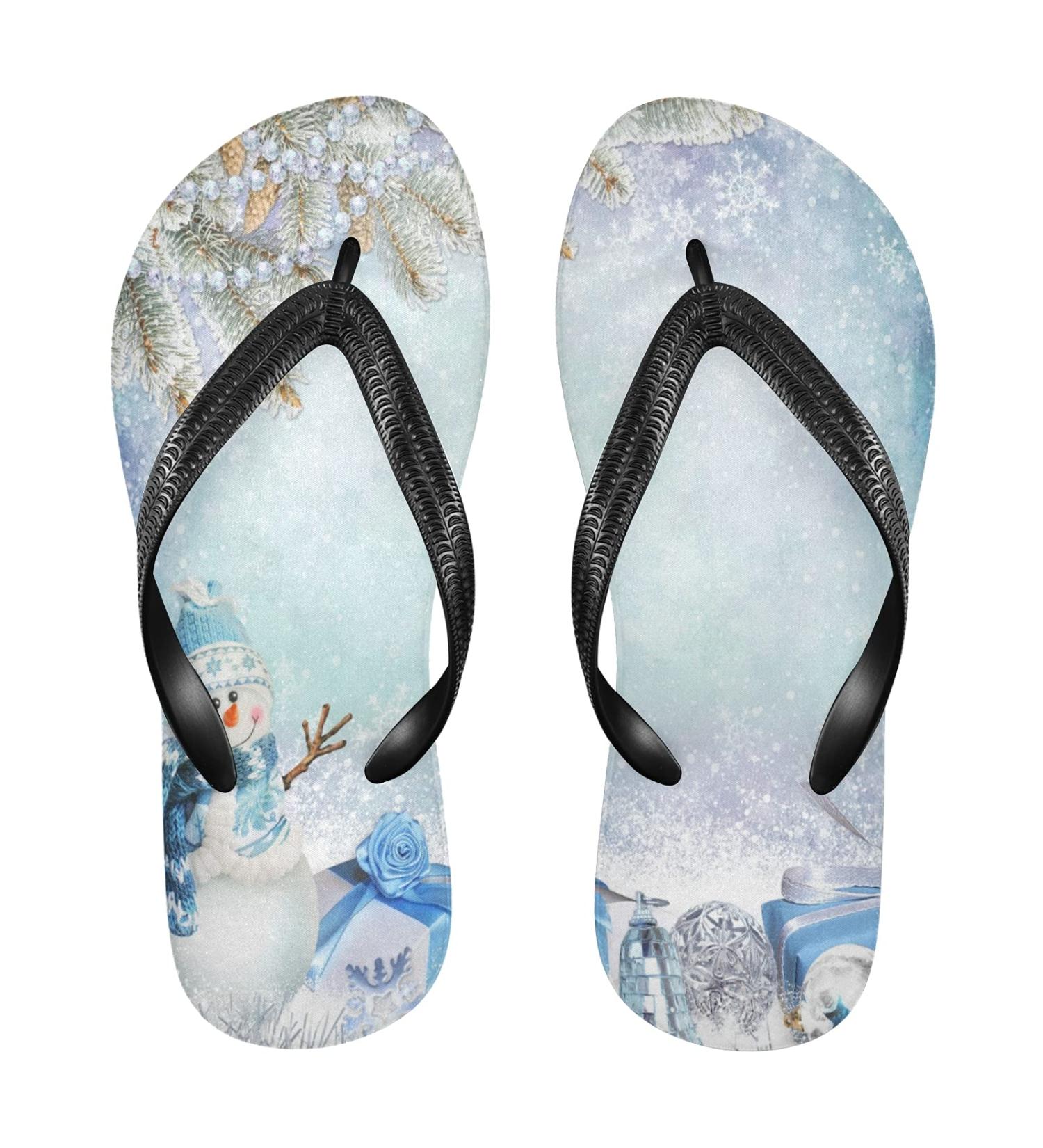 Shop Mnsruu Merry Christmas Snowman Flip Flops & Slippers for Men & Women | Perfect for Home Spa & Travel - Buy Online on GoSupps.com