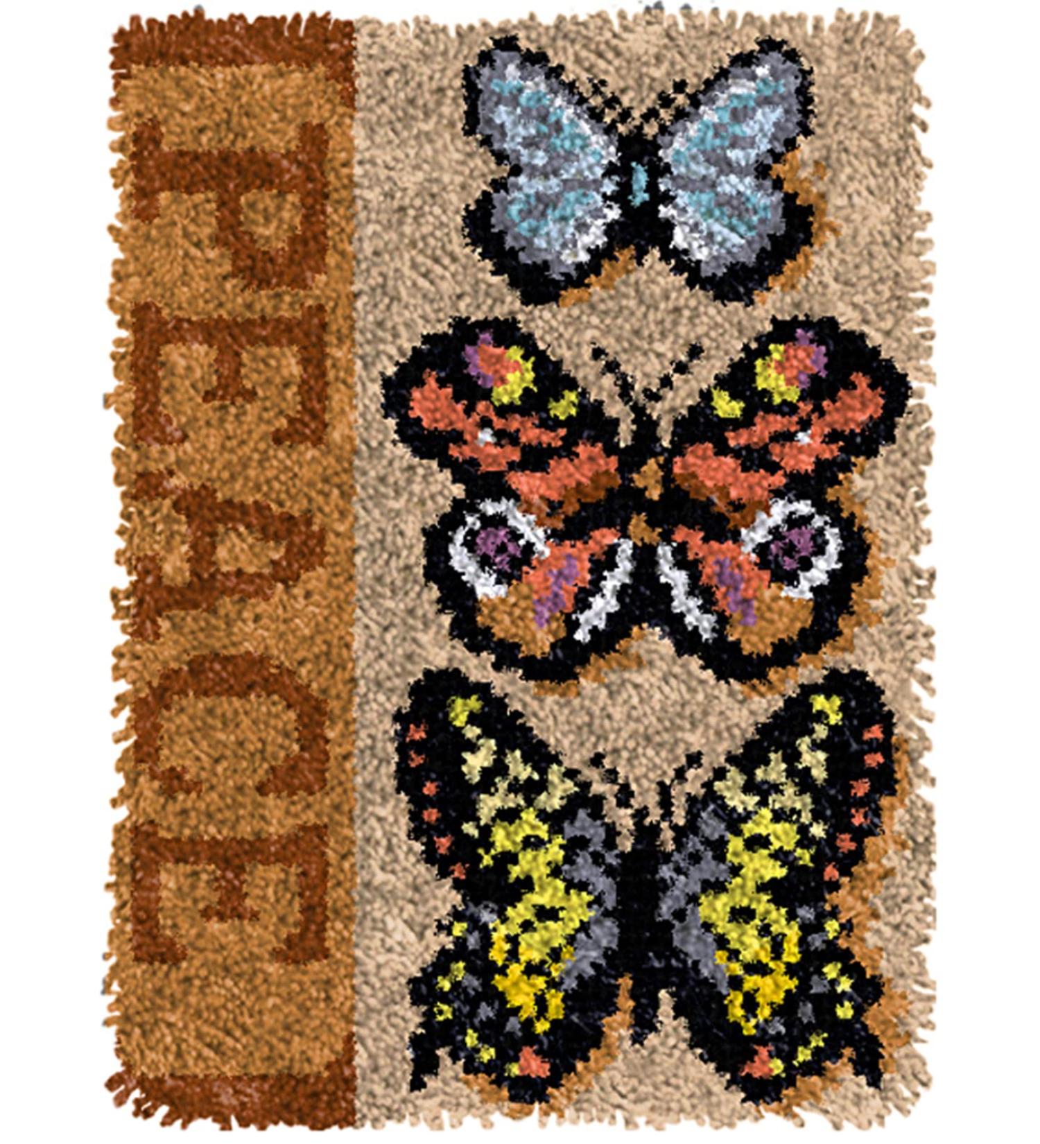 Latch Hook Rug Kit for Adults and Kids - Butterfly Rug Making DIY Tapestry Kit for Home Decoration - Creative Gift Idea - 20.5 x 13.8 - Buy Online on GoSupps.com