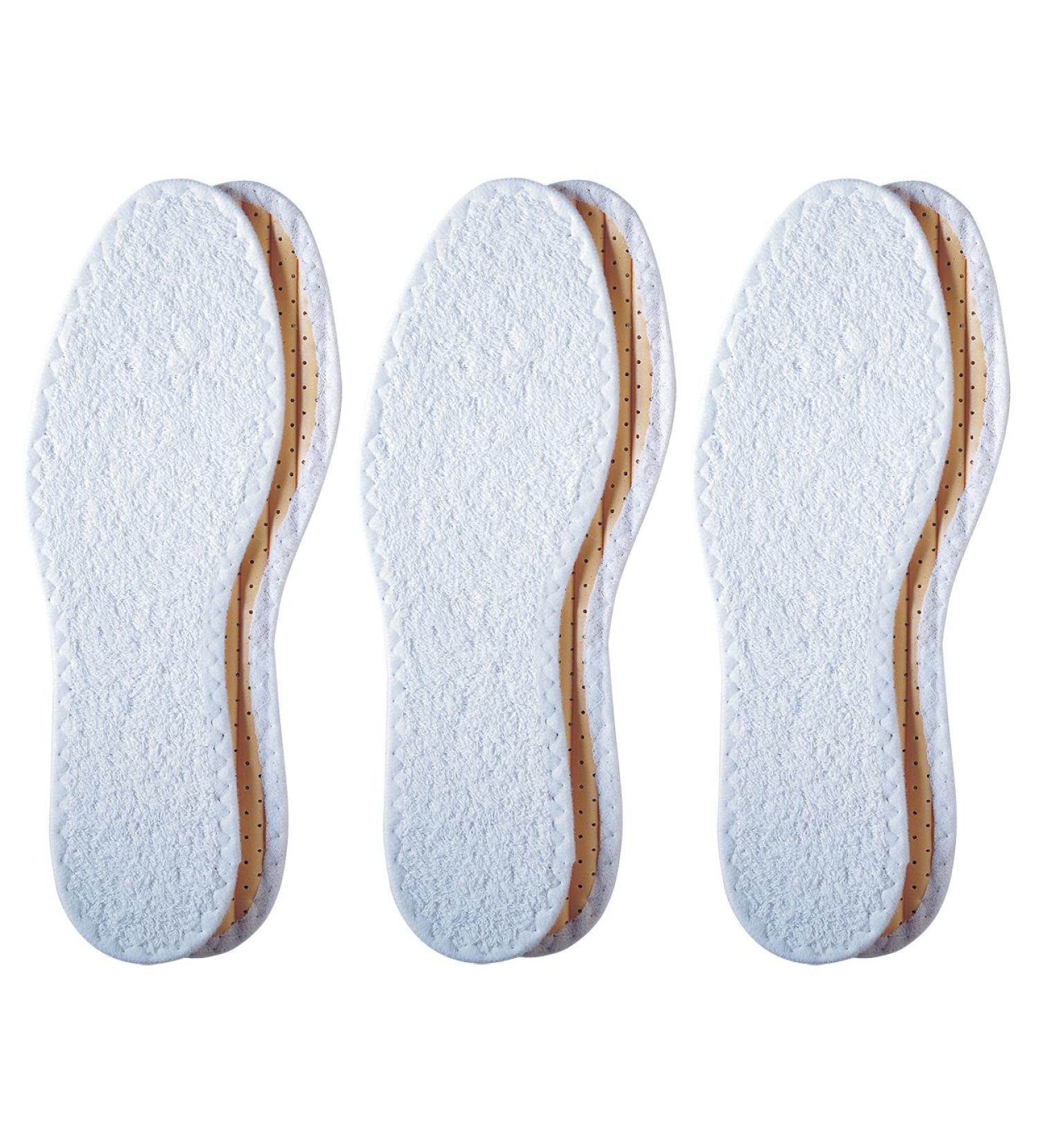 Pedag Summer Terry Cotton Sockless Insoles 3 Pair Pack | Handmade in Germany | Absorbent & Odor-Control Barefoot Inserts | Washable | US Women 8/ Men 5/ EU 38 | White - Buy Online on GoSupps.com