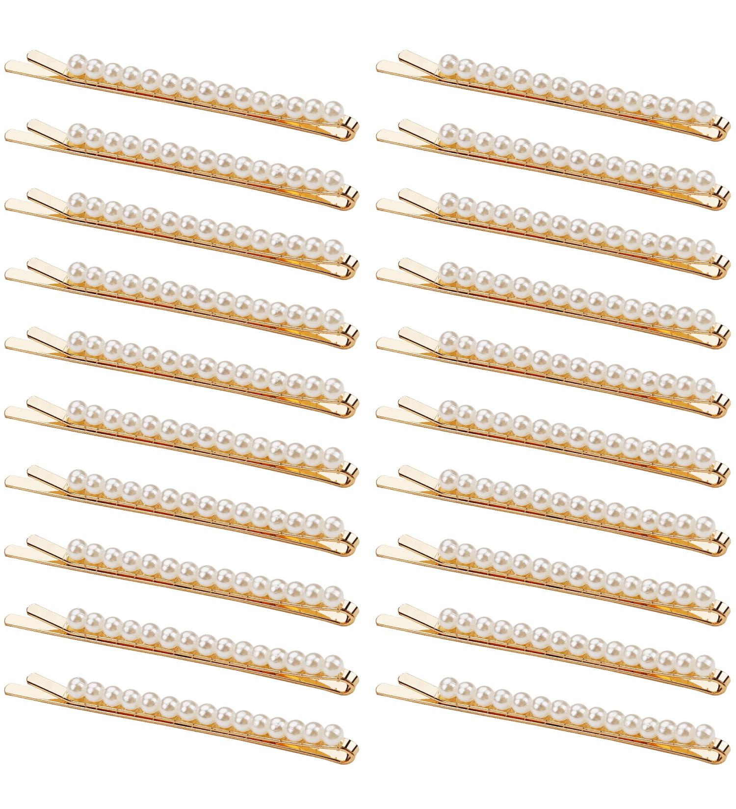 Qearl 20 Pcs Elegant Pearl Gold Hair Clips - Vintage Wedding Hairpins - Buy Online on GoSupps.com