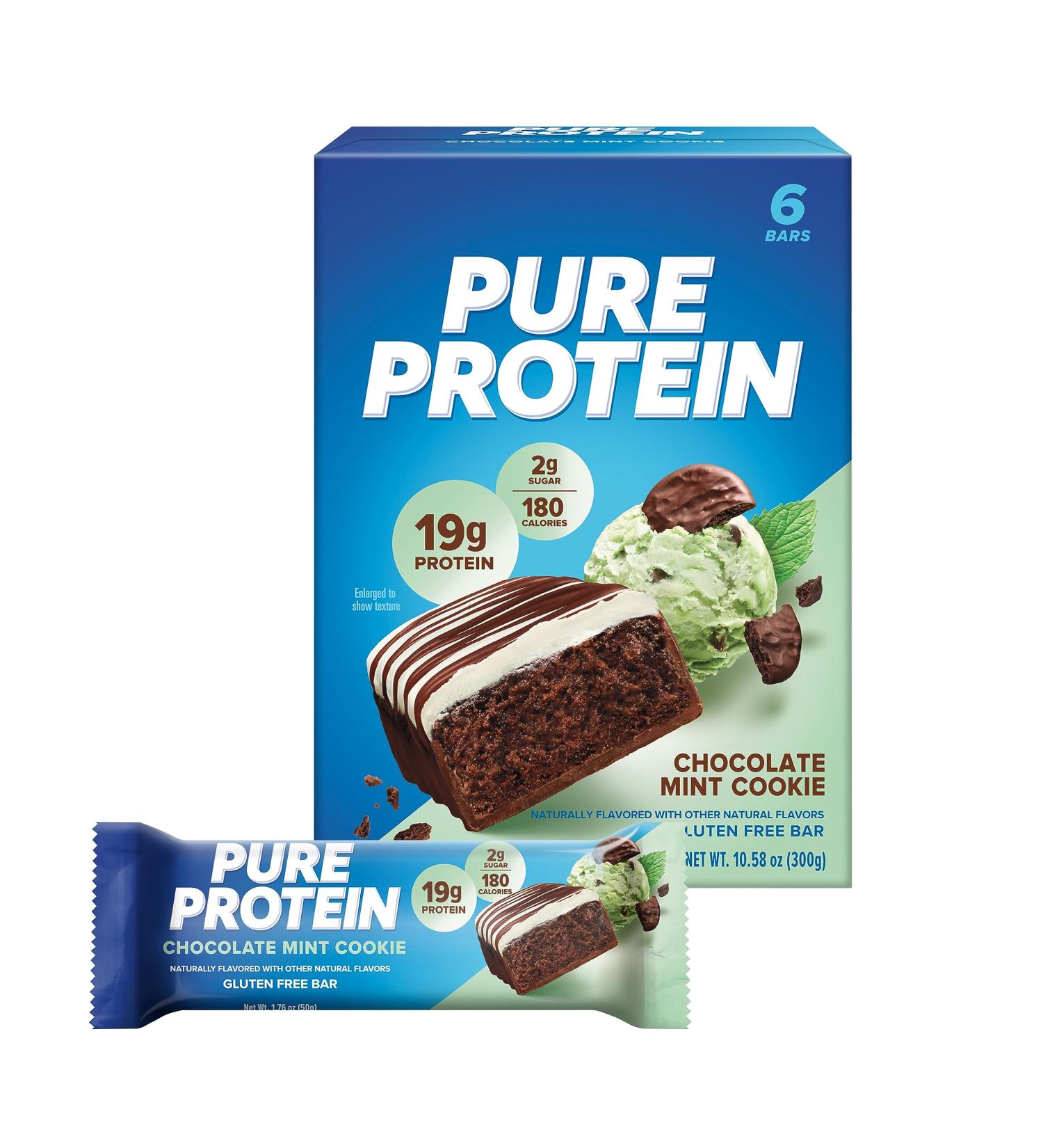Pure Protein Bars High Protein Nutritious Snacks to Support Energy Low Sugar Gluten-free Chocolate Mint Cookie 1.76oz 6 Pack - Buy Online on GoSupps.com