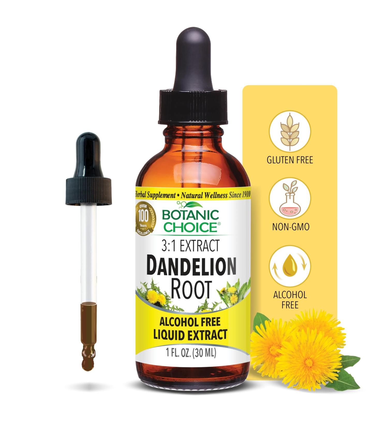 Botanic Choice Dandelion Root Extract - Alcohol-Free Liver Health Support Detox & Digestive Aid - 1 oz - Buy Online on GoSupps.com