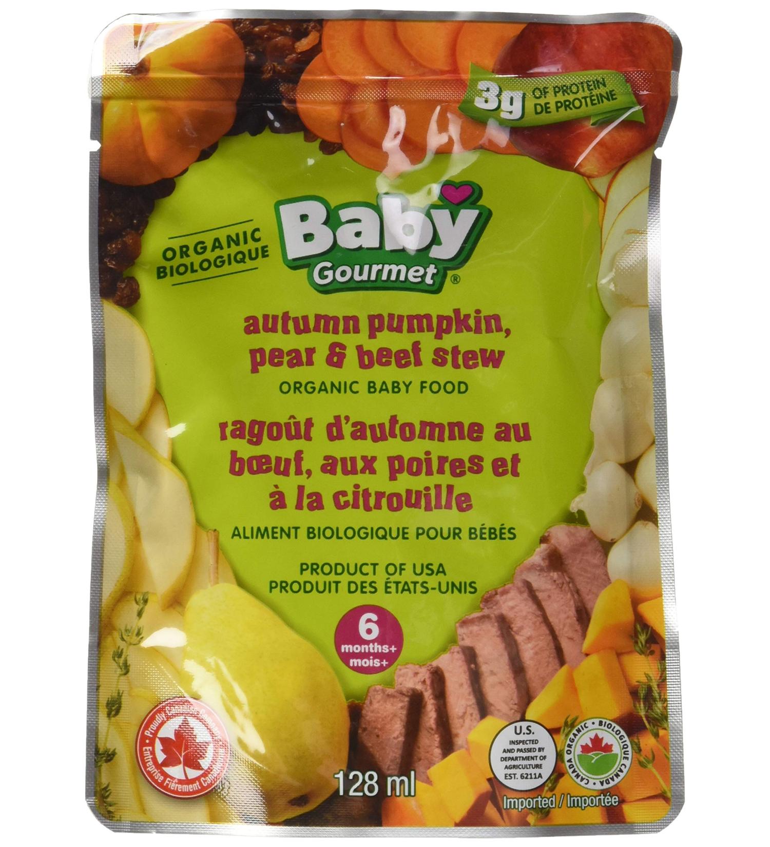 Baby Gourmet Organic Meals - Pumpkin Pear & Beef - Non-GMO BPA-Free No Added Sugar Or Salt No Fillers Or Thickeners 128ml - 16 Pack(Packaging may vary) - Buy Online on GoSupps.com