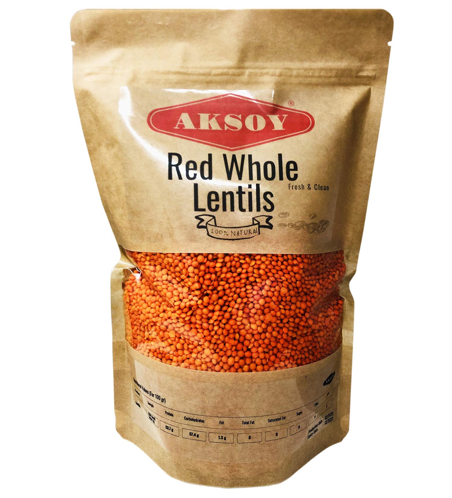 Aksoy Red Whole Lentils 1.25KG 1.25 Kilograms - Buy Online on GoSupps.com