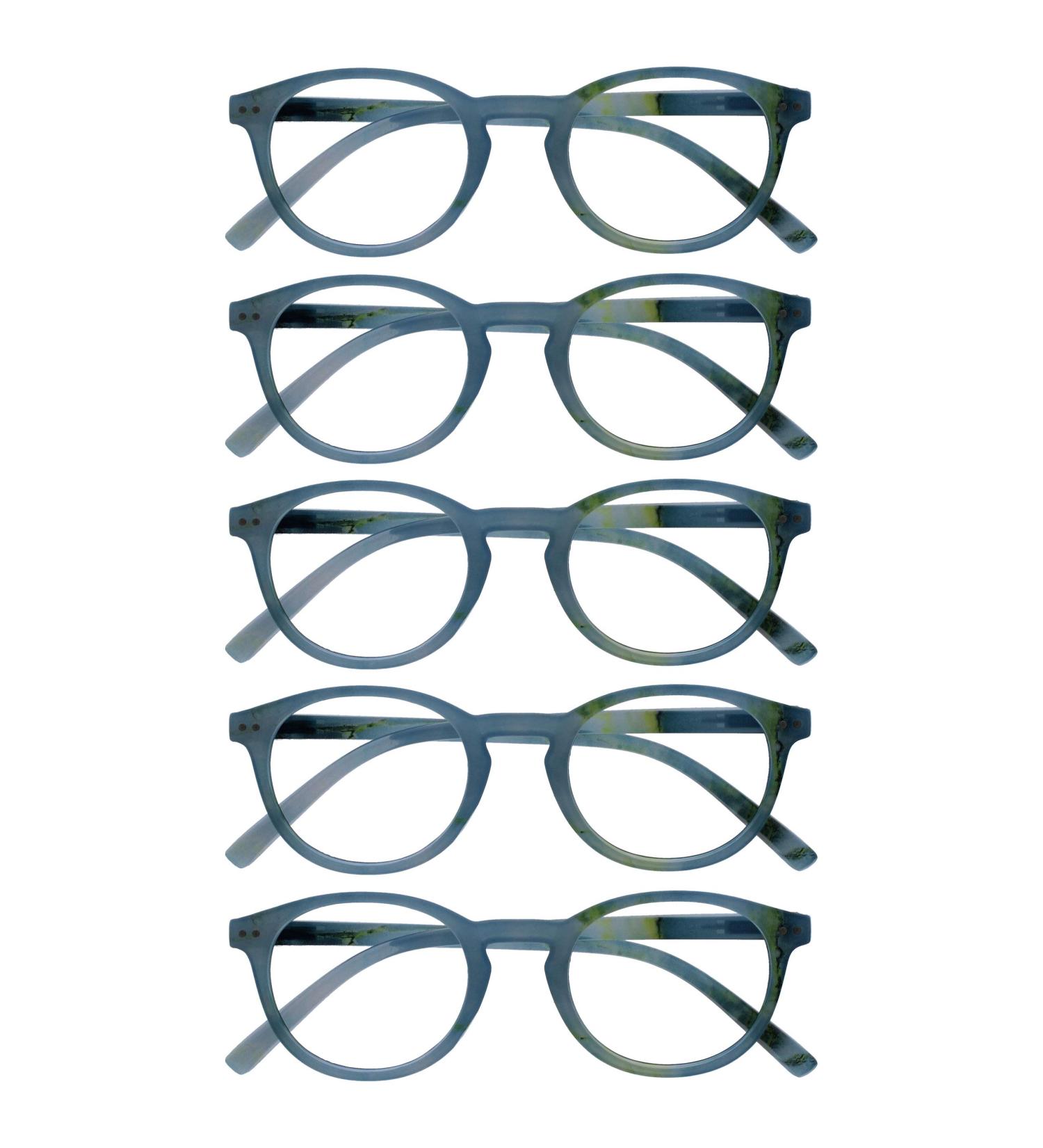 Opulize Zen Reading Glasses 5 Pack - Small Round Frame Spring Hinges Scratch-Resistant Turquoise Design for Men & Women (+3.50 Diopter) - Buy Online on GoSupps.com