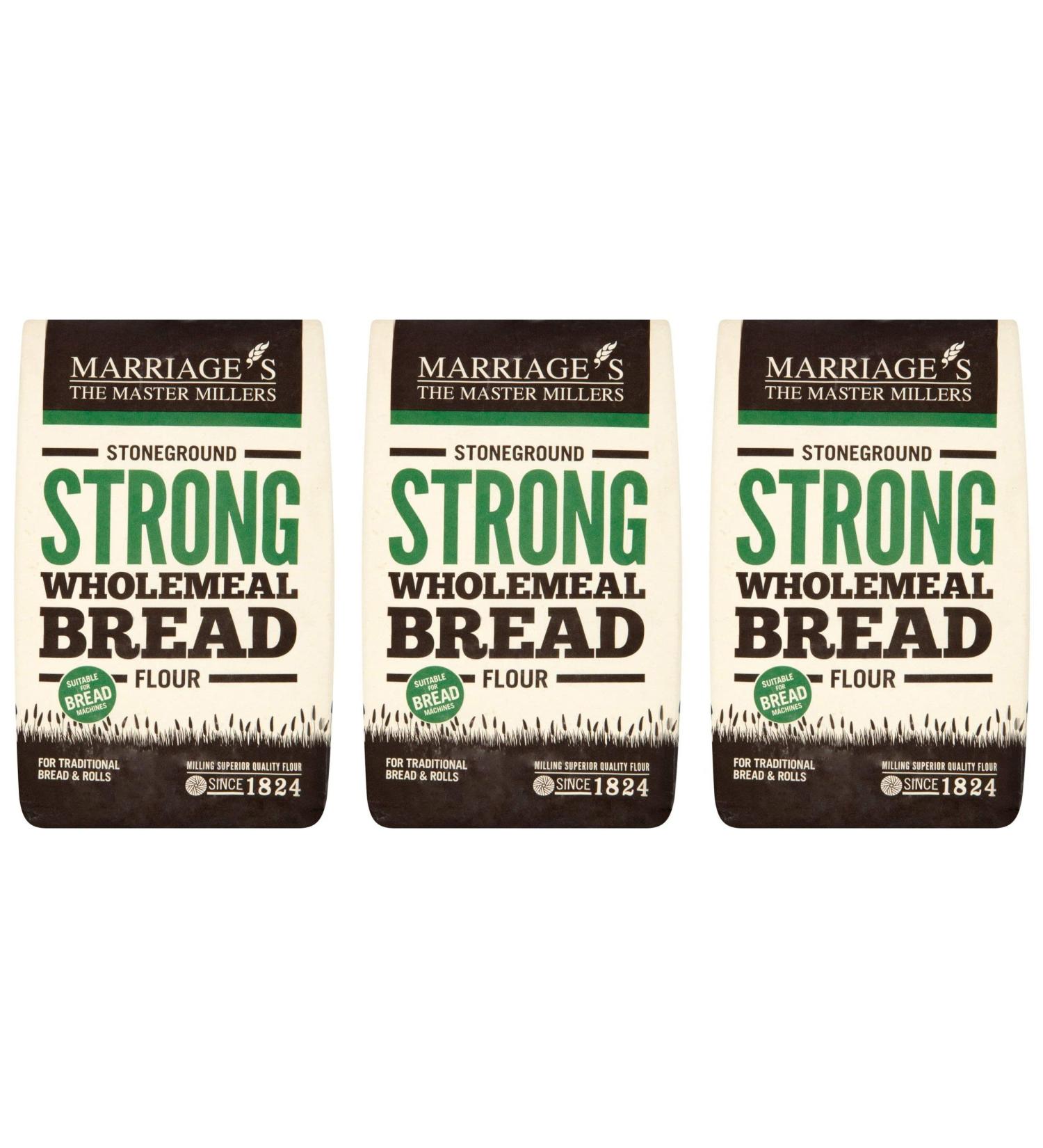 Marriages Stoneground Strong Wholemeal Bread Flour 1.5kg (Pack of 3) - Buy Online on GoSupps.com