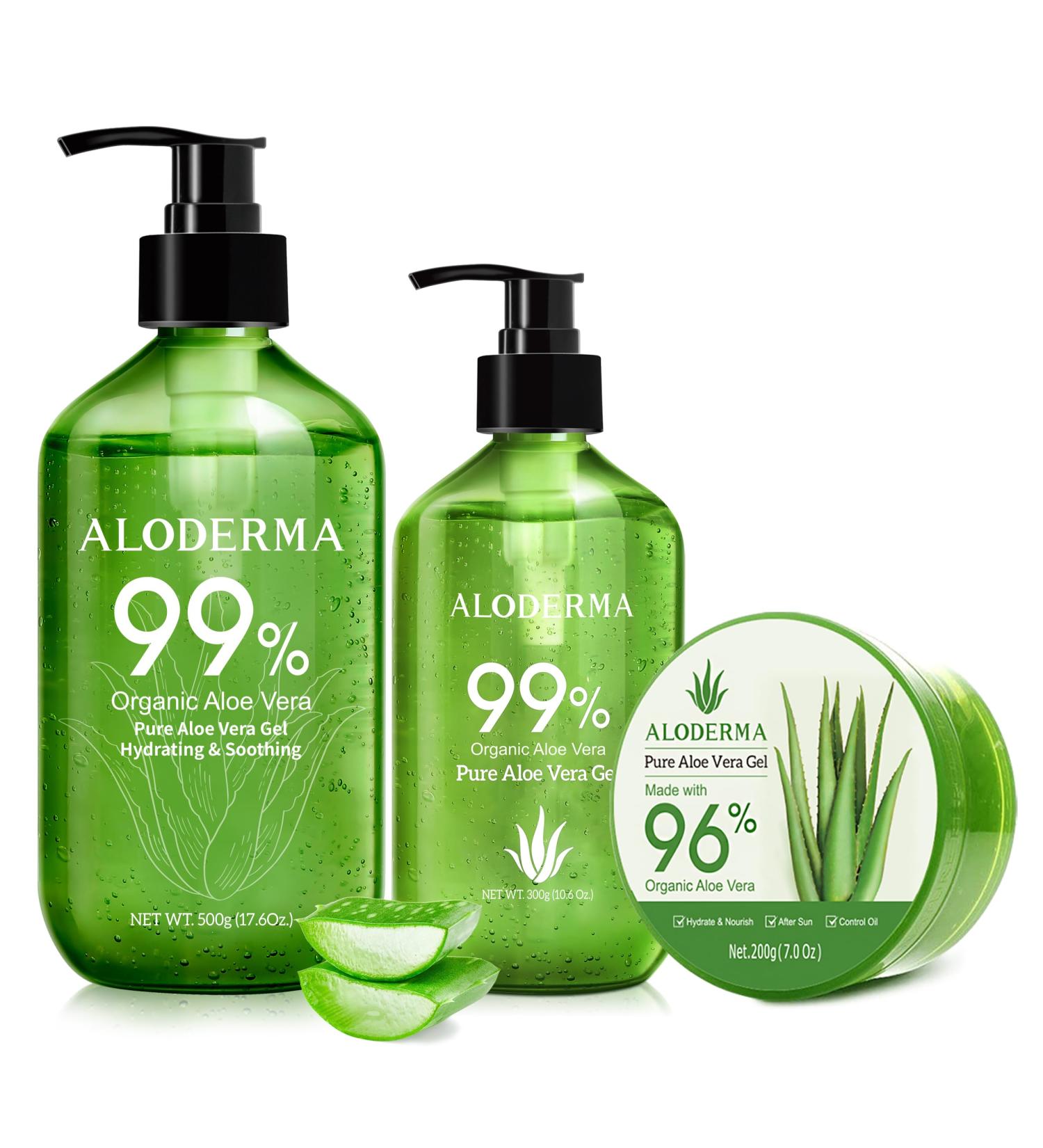 Aloderma Aloe Vera Gel Set 3 Pieces - 500g Aloe Vera Gel 300g Aloe Vera Gel 200g Aloe Vera Gel - Buy Online on GoSupps.com