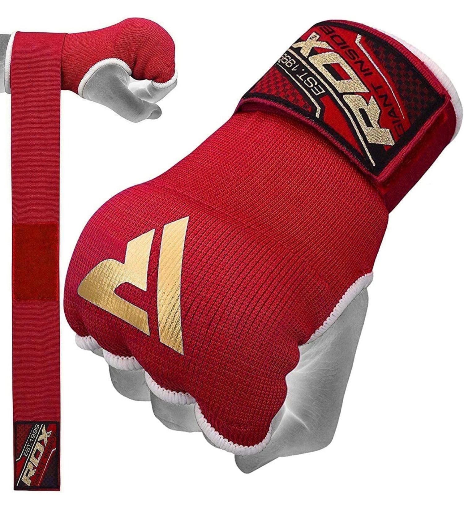 RDX Boxing Hand Wraps Inner Gloves: 75cm Quick Wrap Wrist Straps, Padded Fist Protection for Men and Women - Red Large - Buy Online on GoSupps.com