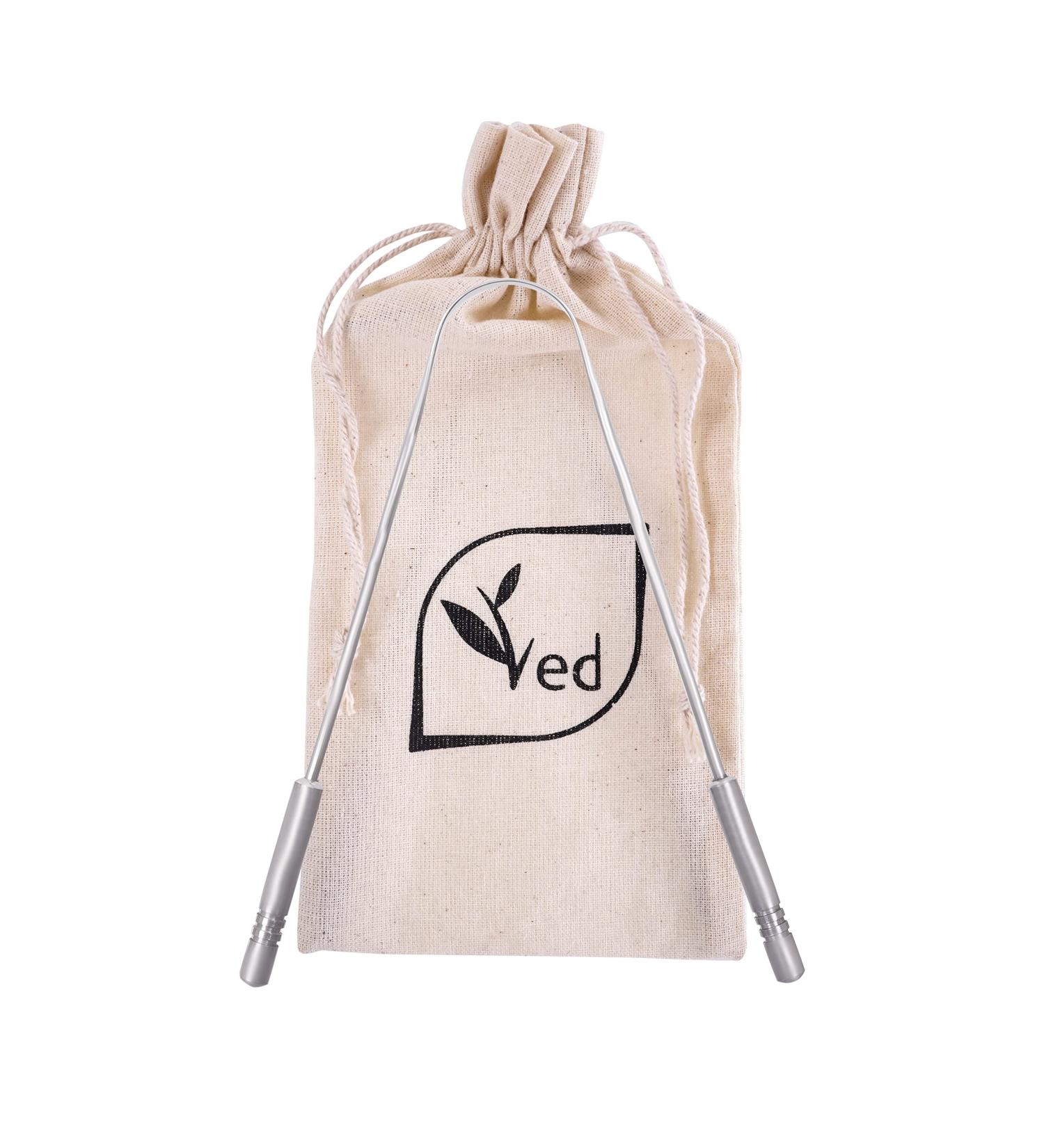 Ved Copper Tongue Scraper - 100% Pure Copper Natural Tongue Cleaner with Eco-Friendly Travel Bag | Comfortable Handle - Buy Online on GoSupps.com