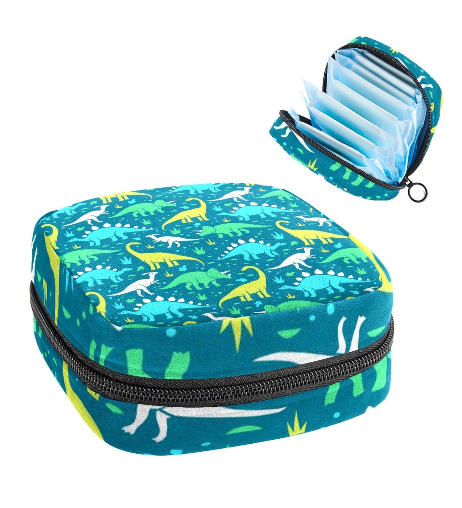 Dinosaur Print Sanitary Napkin Storage Bag - Portable Menstrual Period Pouch for Teen Girls & Women (Color 3) - Buy Online on GoSupps.com