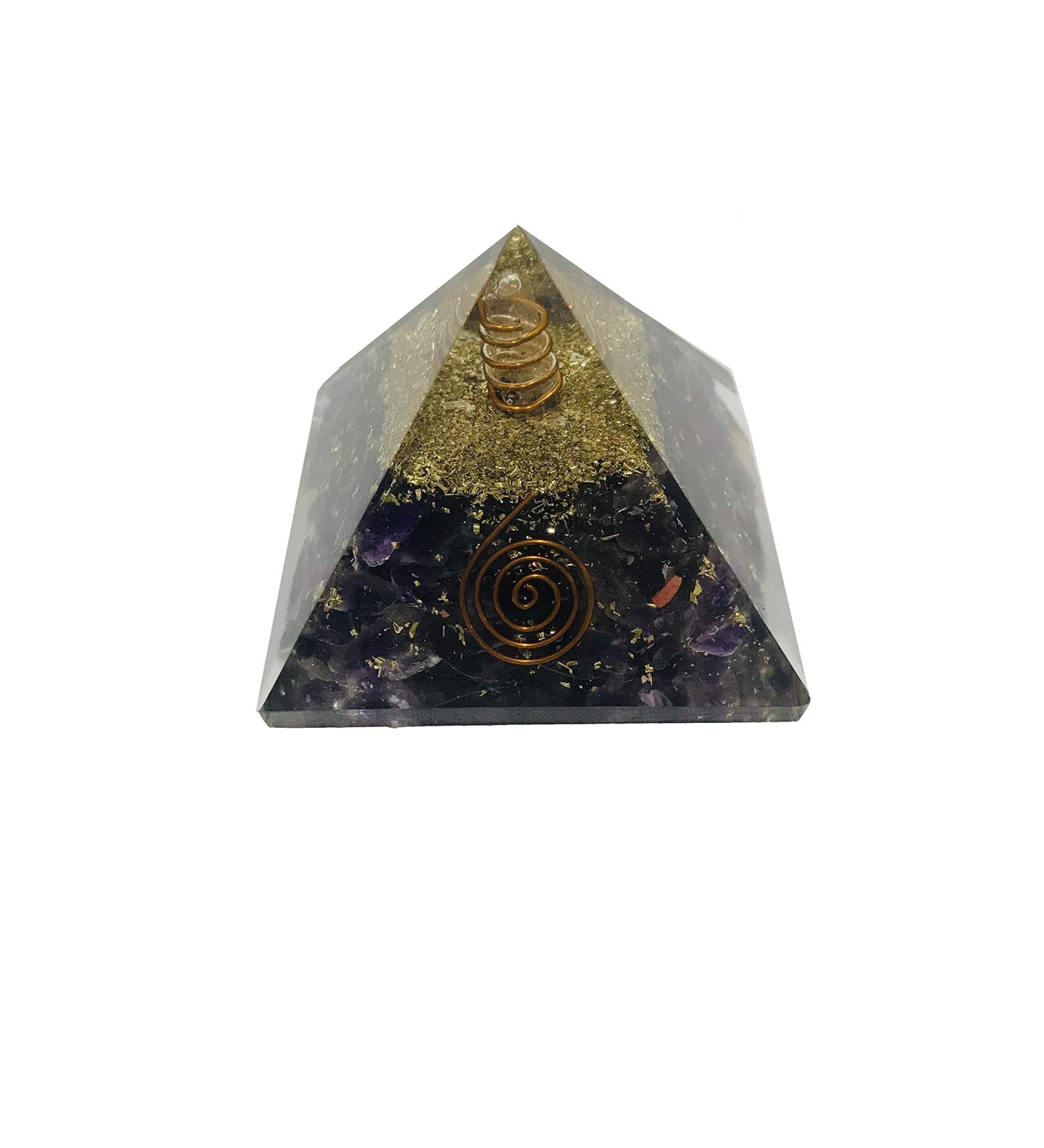 Amethyst Pyramid Chakra Healing Crystal Stone Orgone Pyramid Healing Stone Pyramid EMF Protection Positive Energy Generator Orgonite Meditation Spiritual Balance Stones 65-70 mm with Velvet Phouch - Buy Online on GoSupps.com