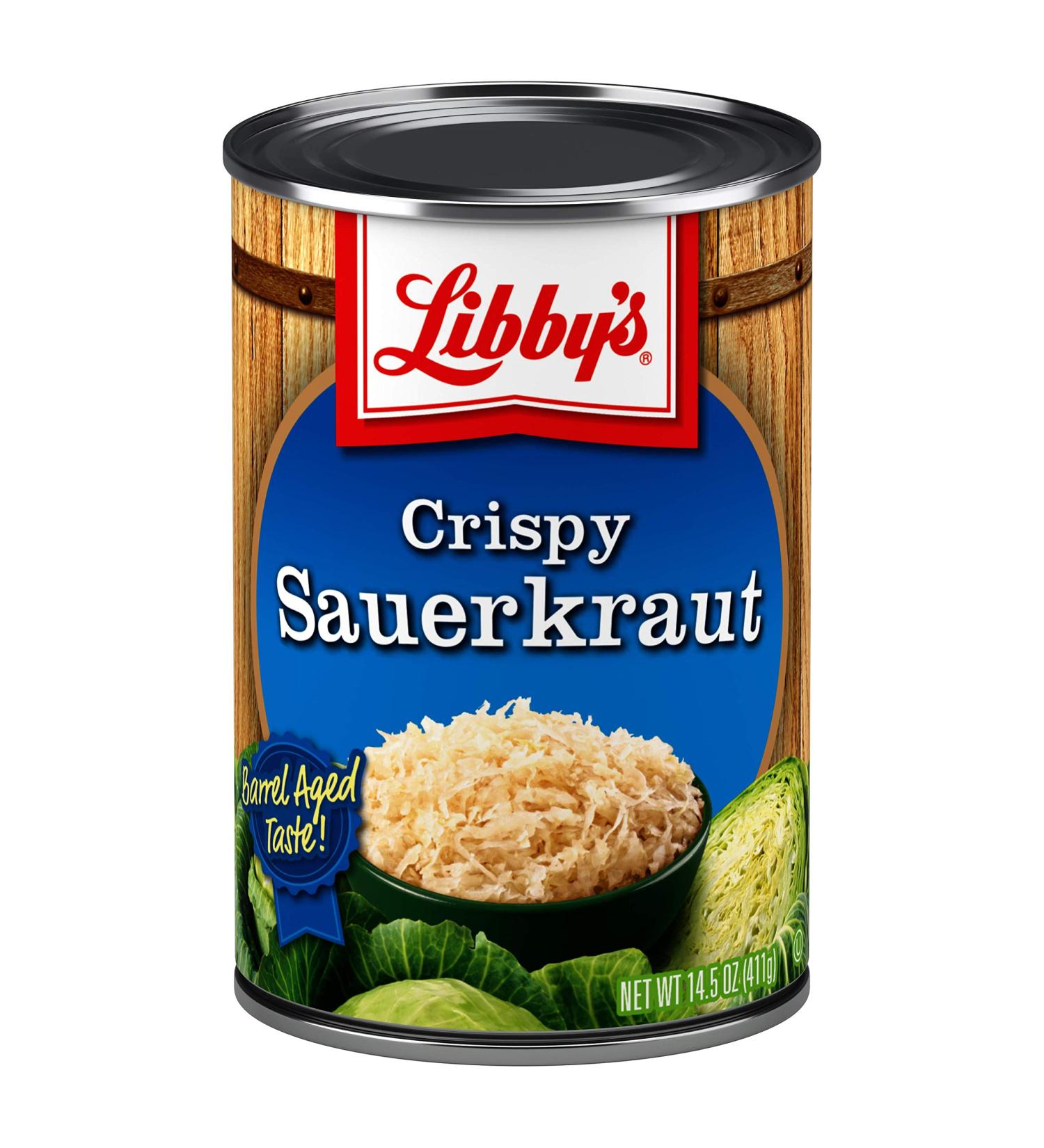 Libby's Crispy Sauerkraut | Classic Barrel Aged Tangy-Sour Taste | Crunchy Translucent Golden Shredded Cabbage | Brined  Fermented and then Hot Packed | 14.5 ounce can (Pack of 12) - Buy Online on GoSupps.com