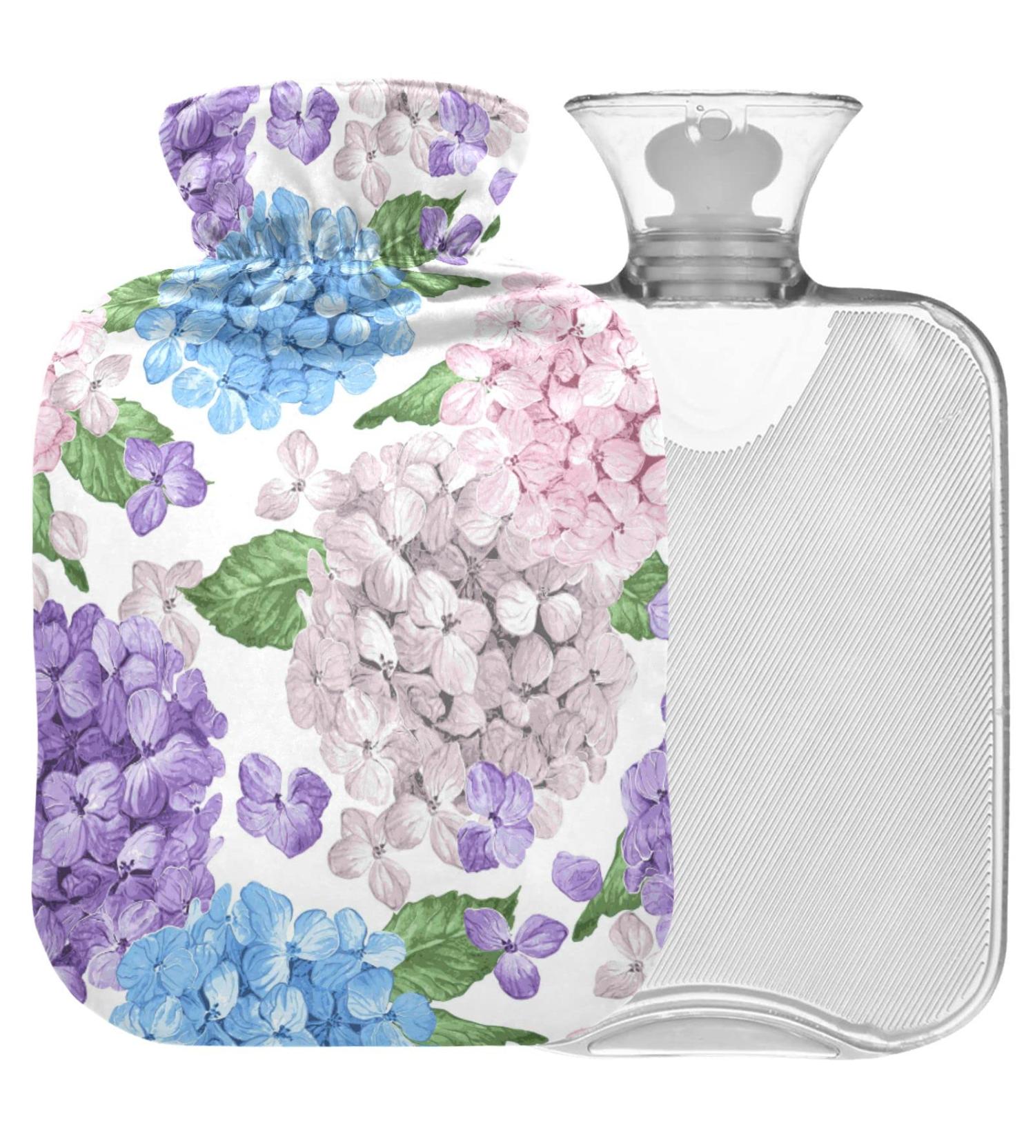 NAANLE 2L Hot Water Bottle with Hortanges Flower - Large Water Bottle for Menstrual Cramps & Pain Relief | Heat & Cold Therapy - Buy Online on GoSupps.com