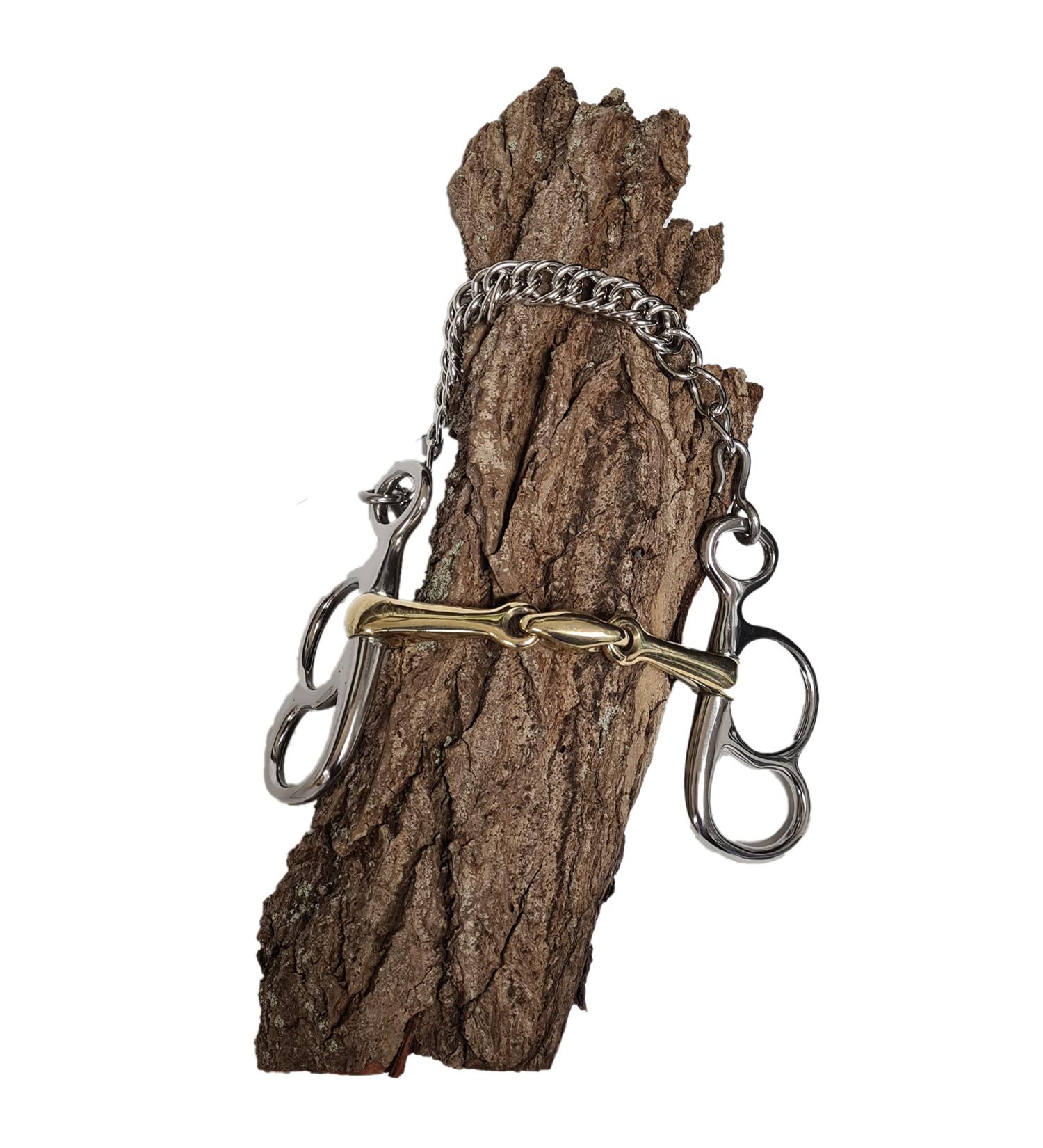 Esposita post bit with 2 rings - double jointed - mouthpiece made of brass rings made of stainless steel (8.0cm to 14.5cm) 9.5cm