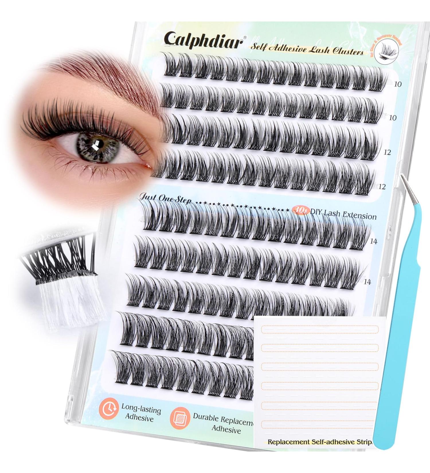 Calphdiar Self Adhesive Eyelashes - Natural Look Reusable No Glue Needed Lash Clusters 10-16mm | A-Wispy Style - Buy Online on GoSupps.com
