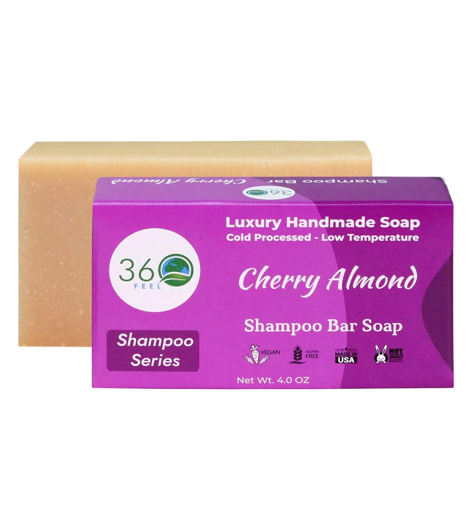 Cherry Almond Shampoo Bar Soap | Itchy & Dry Scalp Treatment | Natural & Vegan Hair Care | TSA Approved | Ideal for Hair Body & Beard - Buy Online on GoSupps.com