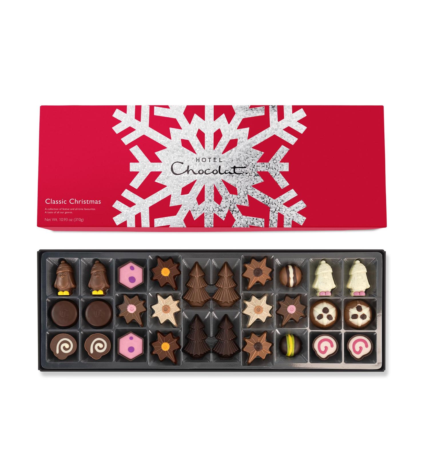 Hotel Chocolat - The Classic Christmas Sleekster - 28 chocolats classiques et de No l 320 g - Bo te chocolat - Cadeaux de No l - Buy Online on GoSupps.com