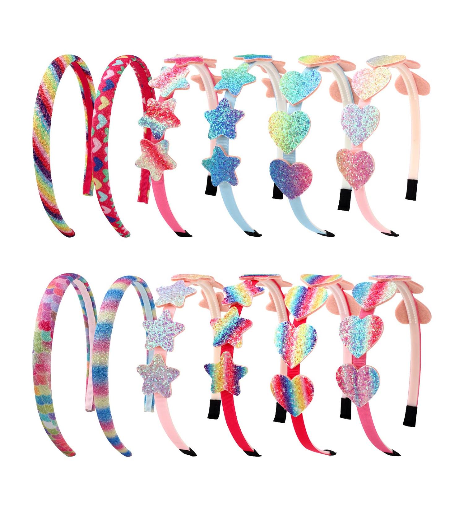 12 Pack Rainbow Headbands for Girls - Glitter Hair Tapes Set | Shiny Sequin Hair Accessories - Buy Online on GoSupps.com