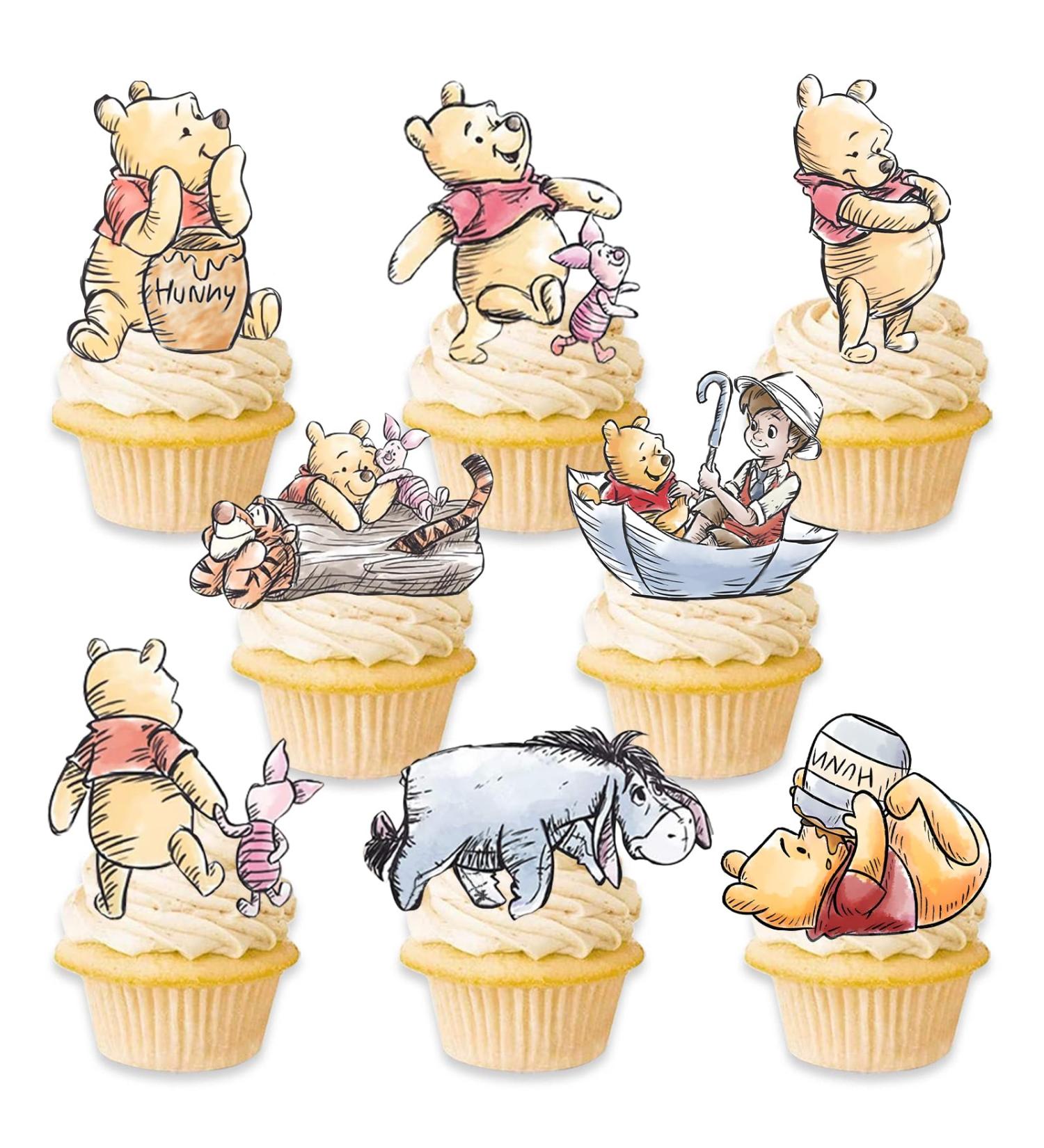 48Pcs Winnie Cupcake Toppers for The Pooh Birthday Party Cupcake Cake Decorations Cute Winnie Baby Shower Decorations - Buy Online on GoSupps.com