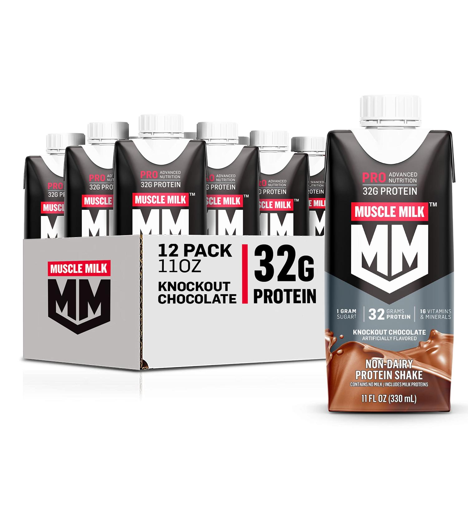 Muscle Milk Pro Series Protein Shake - Knockout Chocolate, 32g Protein, 11 Fl Oz (Pack of 12) - Buy Online on GoSupps.com