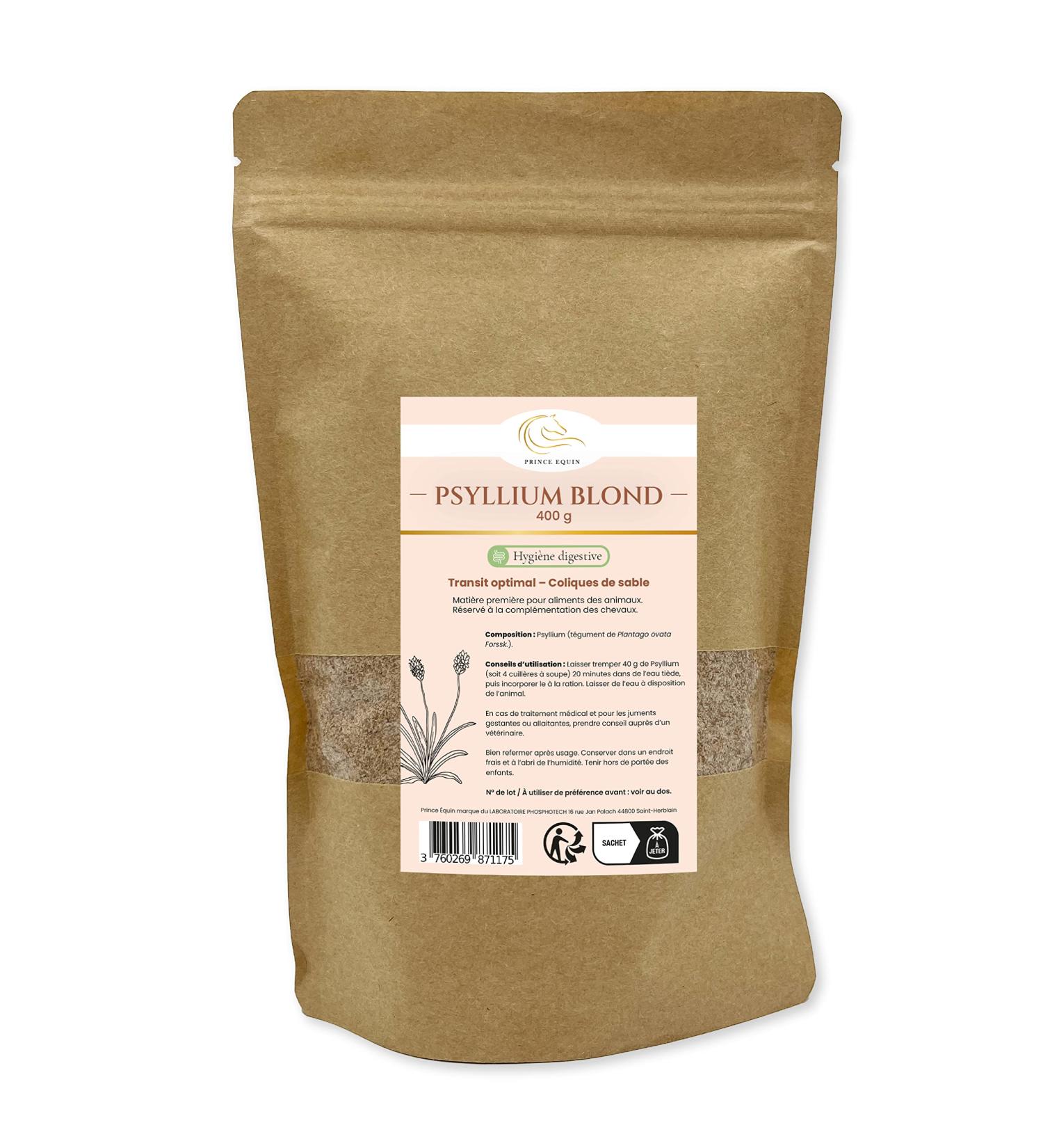 Prince Equin - PSYLLIUM Blond - Nutritional Supplement Horse - Bag 400 g - Fiber intake - Helps regulate intestinal transit - French brand - Buy Online on GoSupps.com