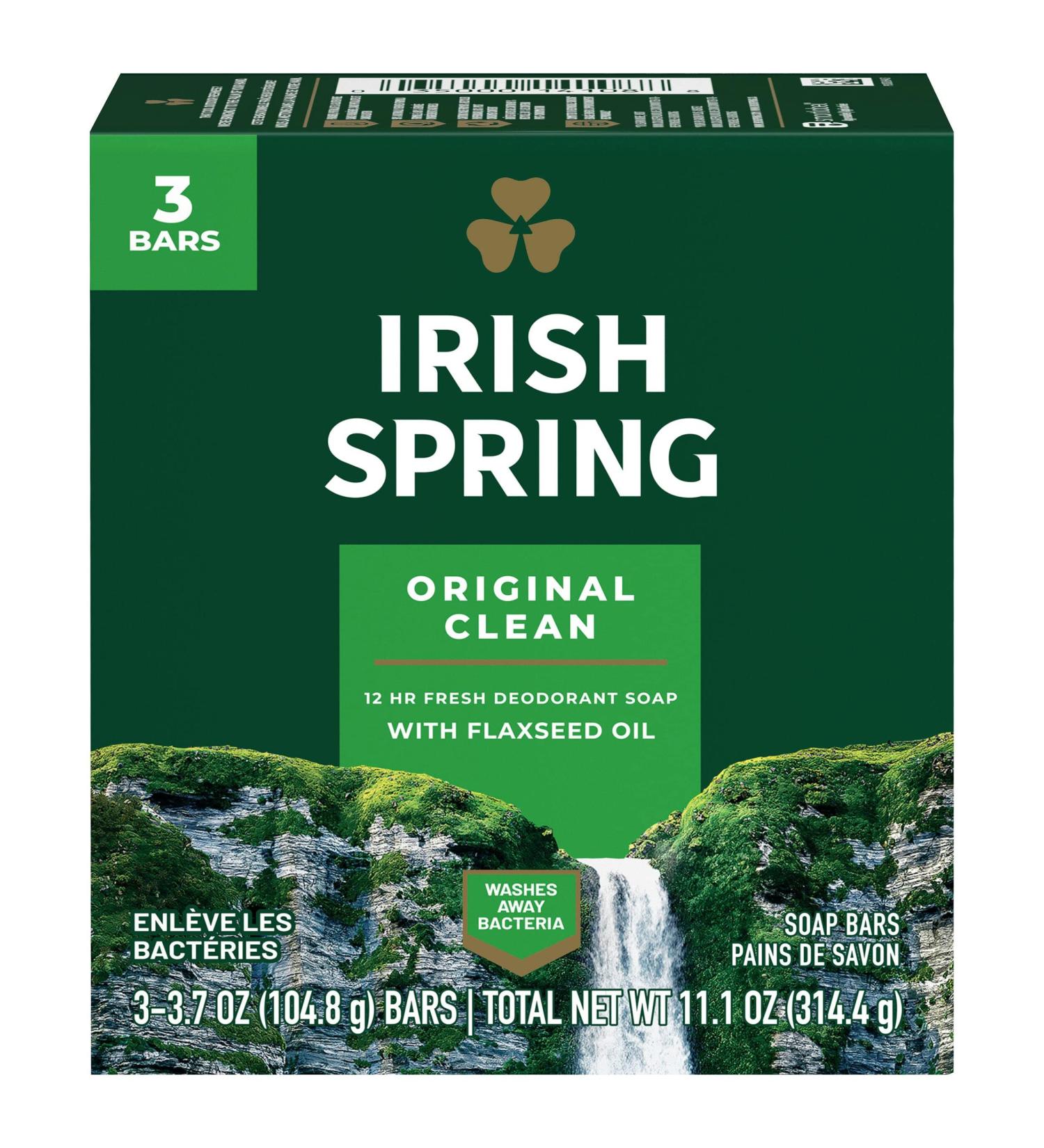 Irish Spring Original Scent Bar Soap - 3 Bars (3.75oz Each) | 12-Hour Odor Protection for Men & Women | For Healthy Skin on Hands, Face & Body - Buy Online on GoSupps.com