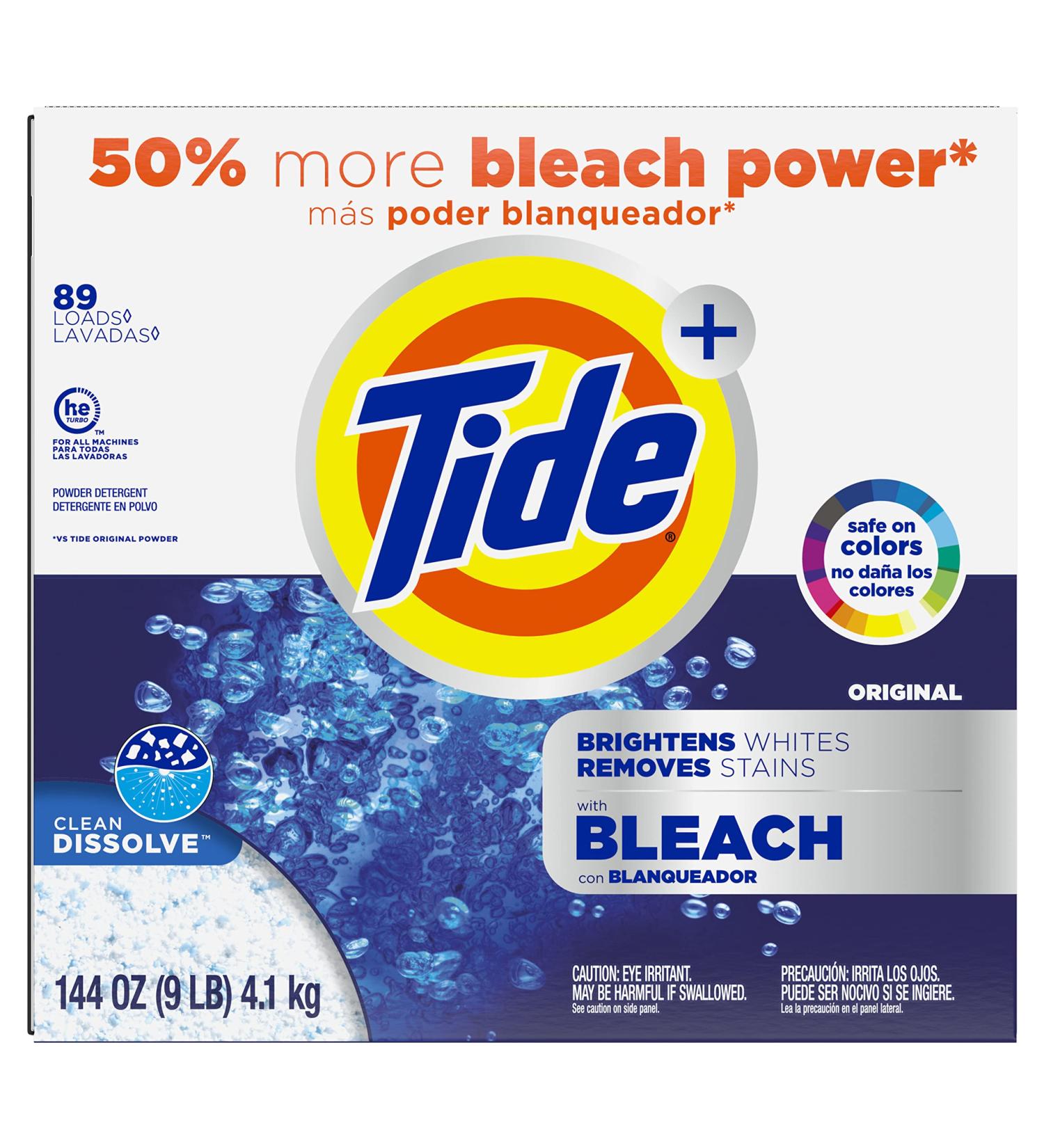 Tide Plus Bleach Powder Laundry Detergent Original - 80 Loads, 144 Ounce - Buy Online on GoSupps.com