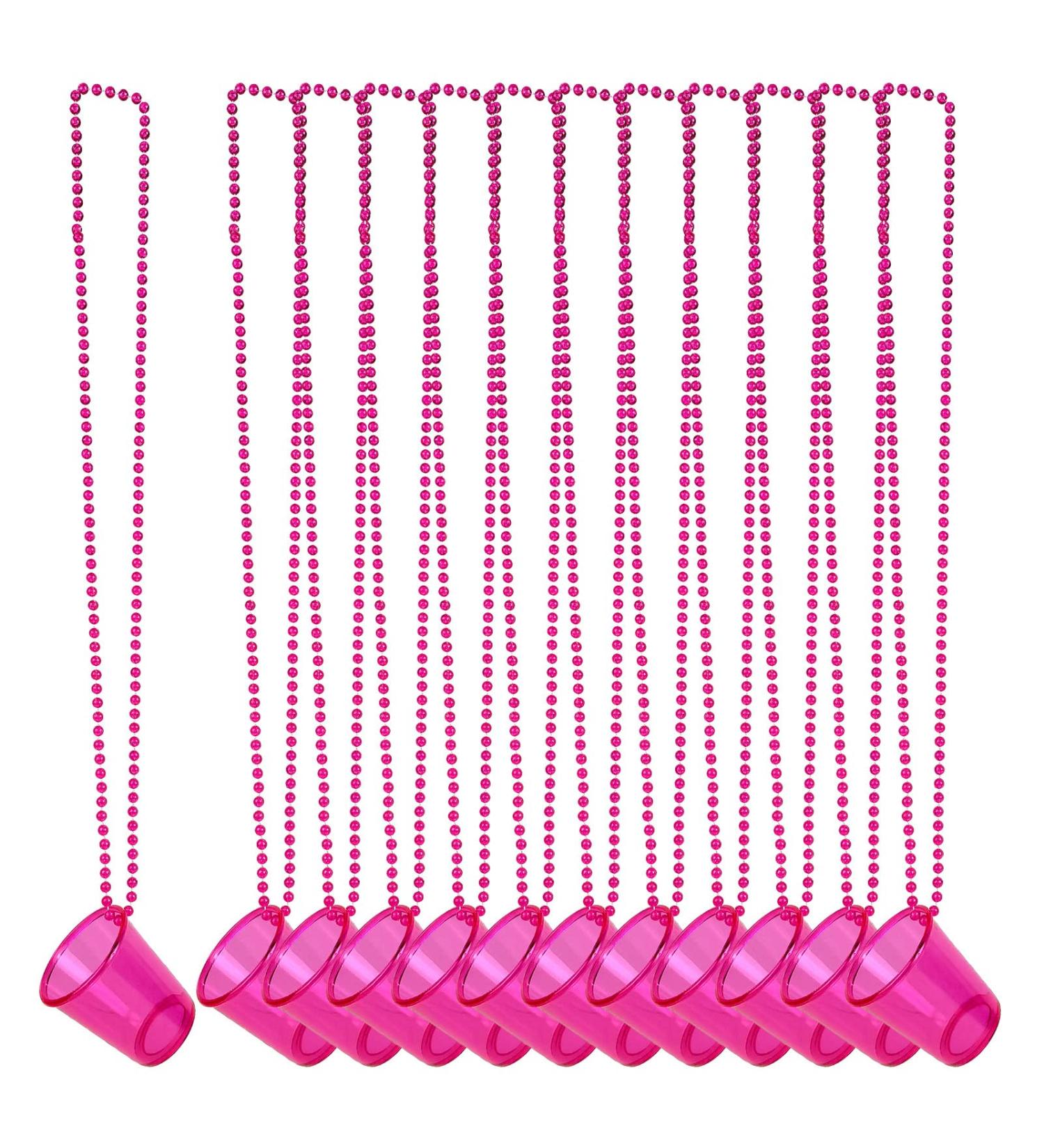 Goochoo Shot Glass on Beaded Necklace 12 Pack - Pink Festival Parade Decoration - Buy Online on GoSupps.com