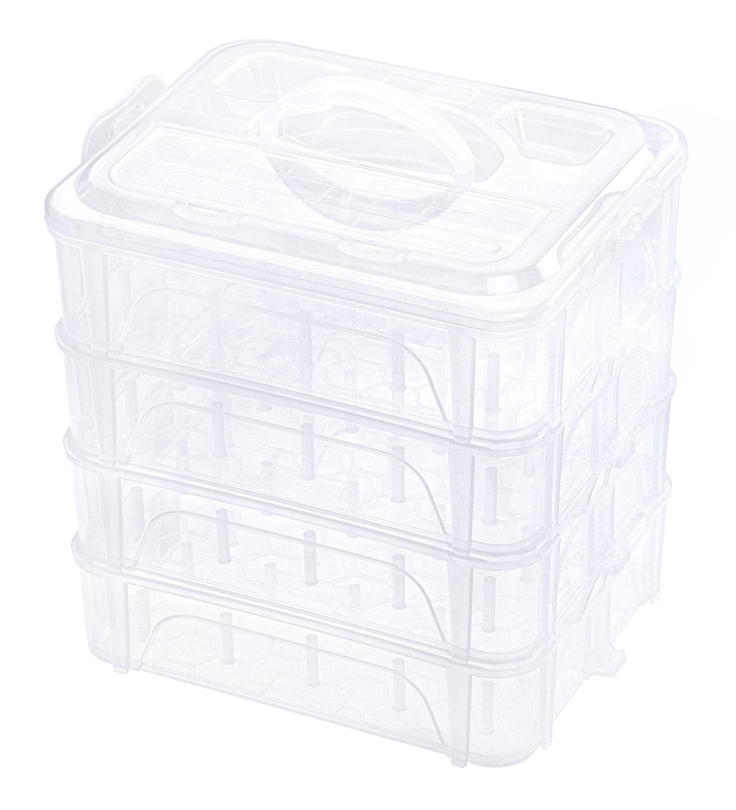 4-Layer Stackable Clear Storage Box for 80 Spools of Embroidery & Sewing Thread | Ideal Organizer for Craft Supplies (H2.2 x W1.69 Spool Size) - Buy Online on GoSupps.com