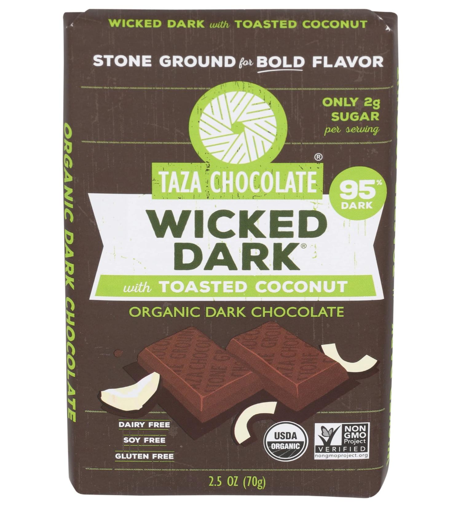 TAZA Organic Toasted Coconut & Dark Chocolate Bar - 2.5 OZ | Gourmet Treat - Buy Online on GoSupps.com