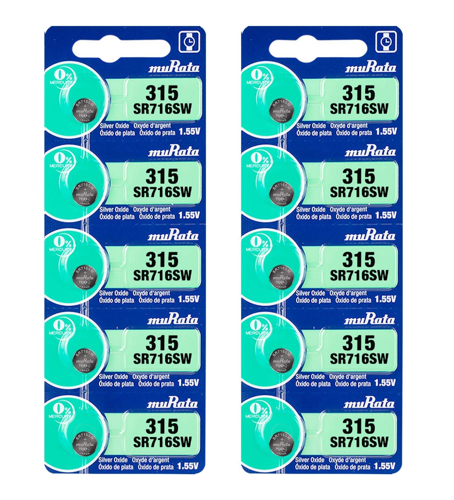 Murata 315 Battery SR716SW - 1.55V Silver Oxide Watch Button Cell (10 Pack) | Premium Quality & Long-Lasting Power - Buy Online on GoSupps.com