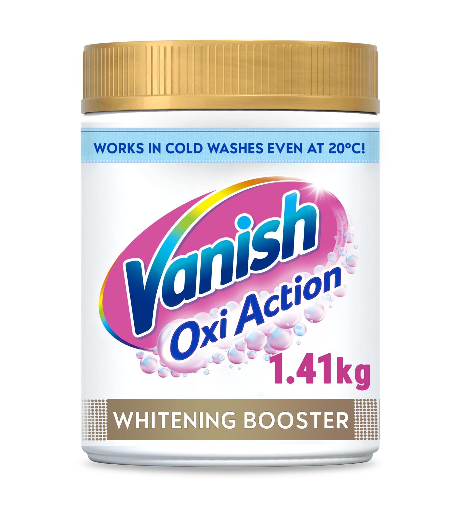 Vanish Gold Oxi Action Laundry Booster for Whites 1.41 kg | Removes Tough Stains & Odours | Safe on Fabrics | Bright Whites even at 20 C - Buy Online on GoSupps.com