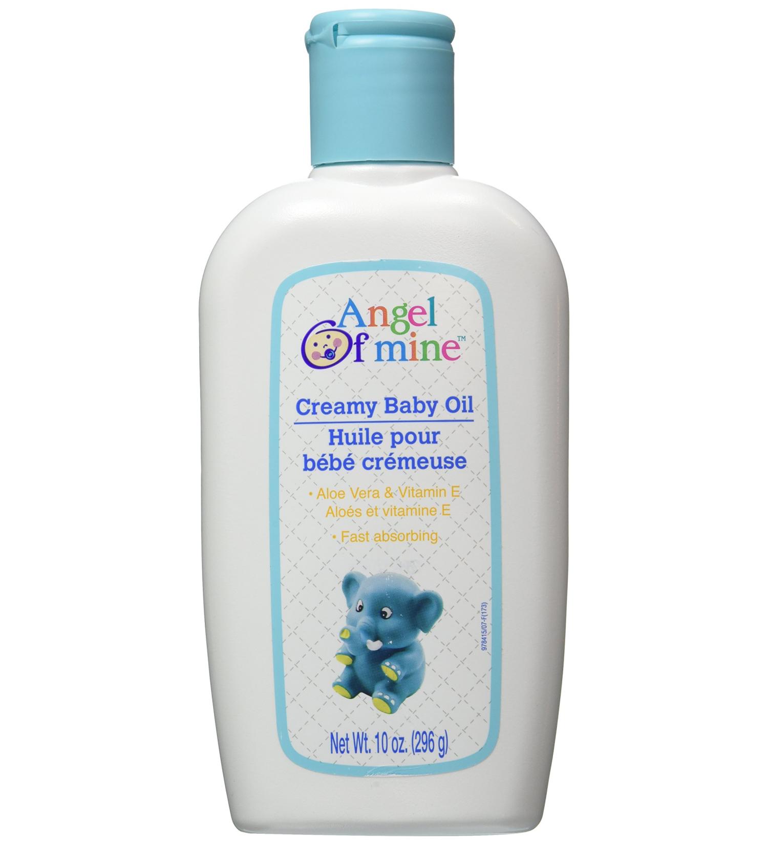 Angel of Mine Creamy Baby Oil with Aloe Vera & Vitamin E - 10 oz | Gentle Moisturizing Formula - Buy Online on GoSupps.com